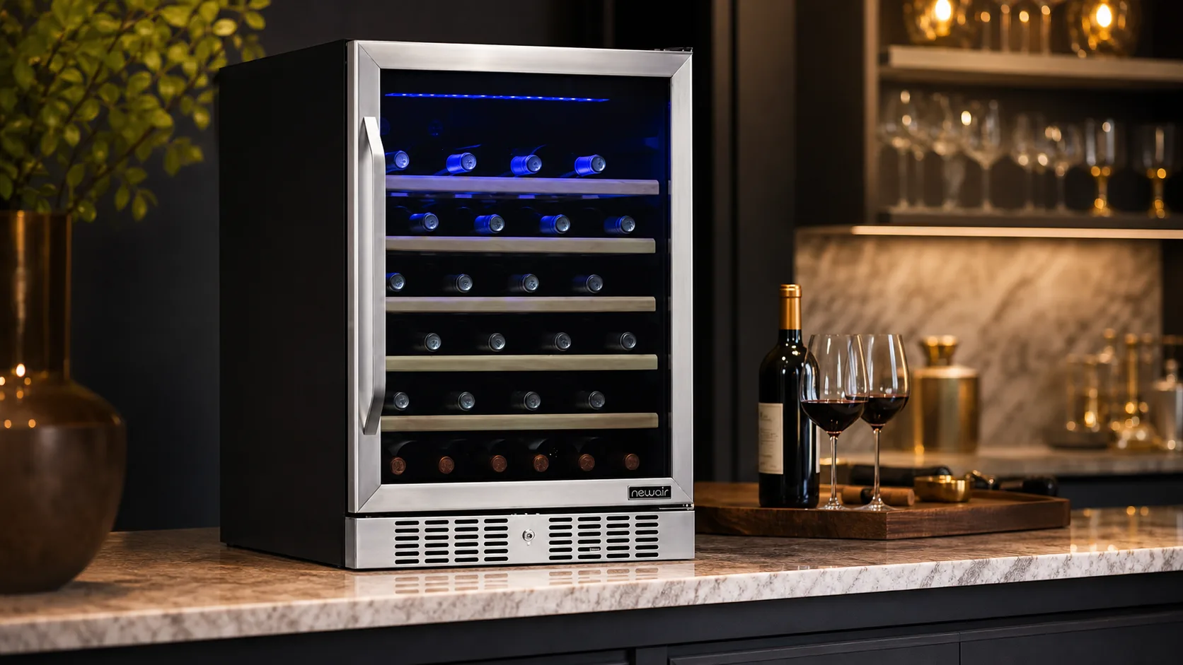 5 Best Newair Wine Cooler For Your Home In 2026 8 NewAir AWR-520SB 52-Bottle — Glass Door Storage: triple-layer tempered glass door