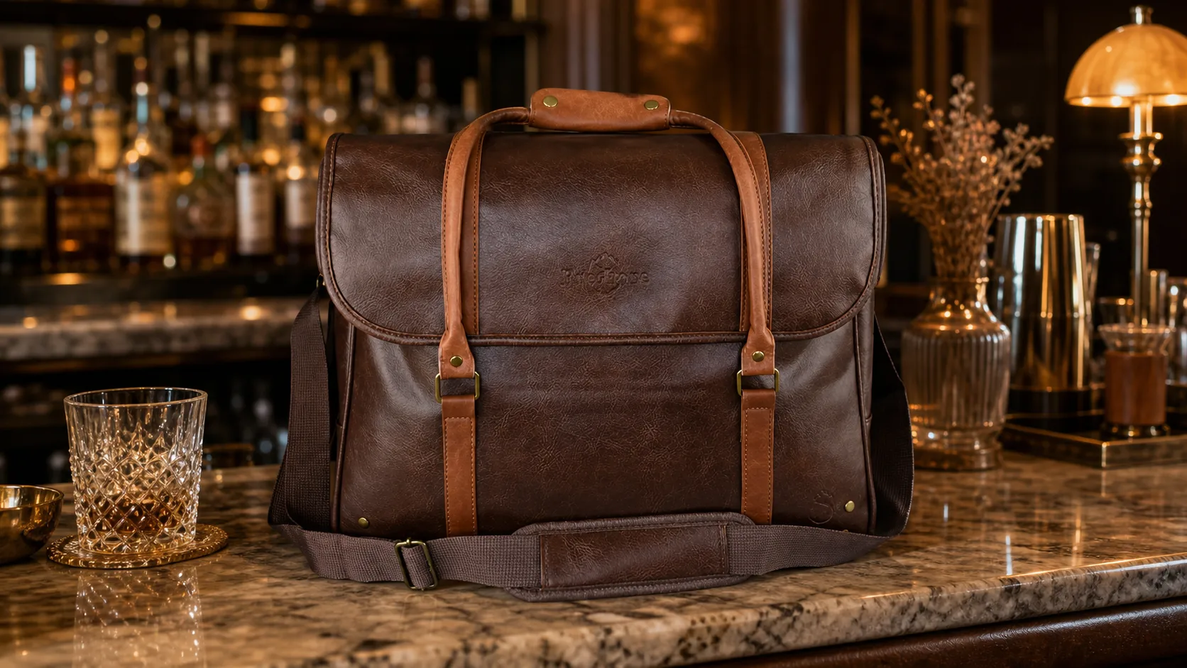 Freshore® 6 Wine Bottles Carrier Leather Bag — Premium Bottle Carry: 6-9 bottle size