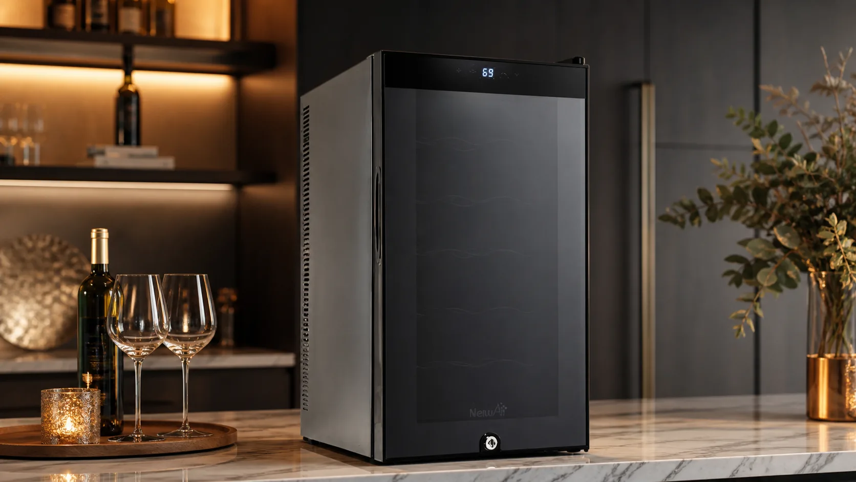 Ivation 18-Bottle Wine Cooler — Locked Bottle Storage: 18-bottle with lock