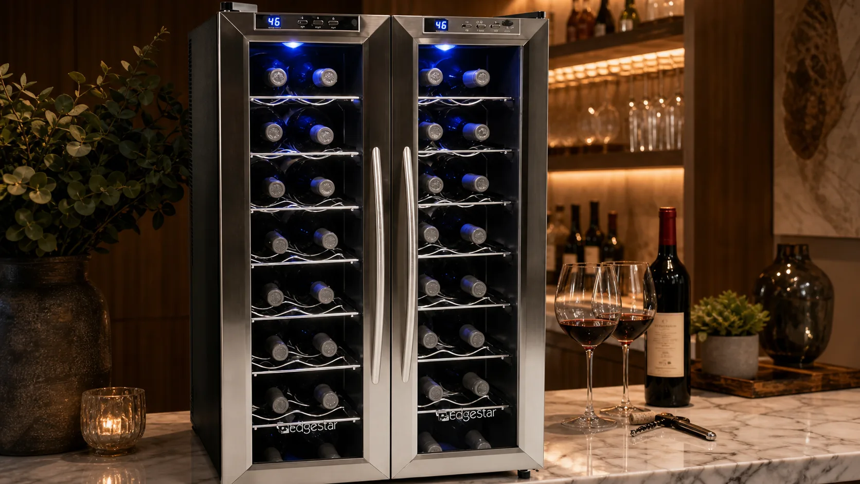 EdgeStar 32-Bottle Wine Cooler — Larger Dual Storage: 32-bottle capacity