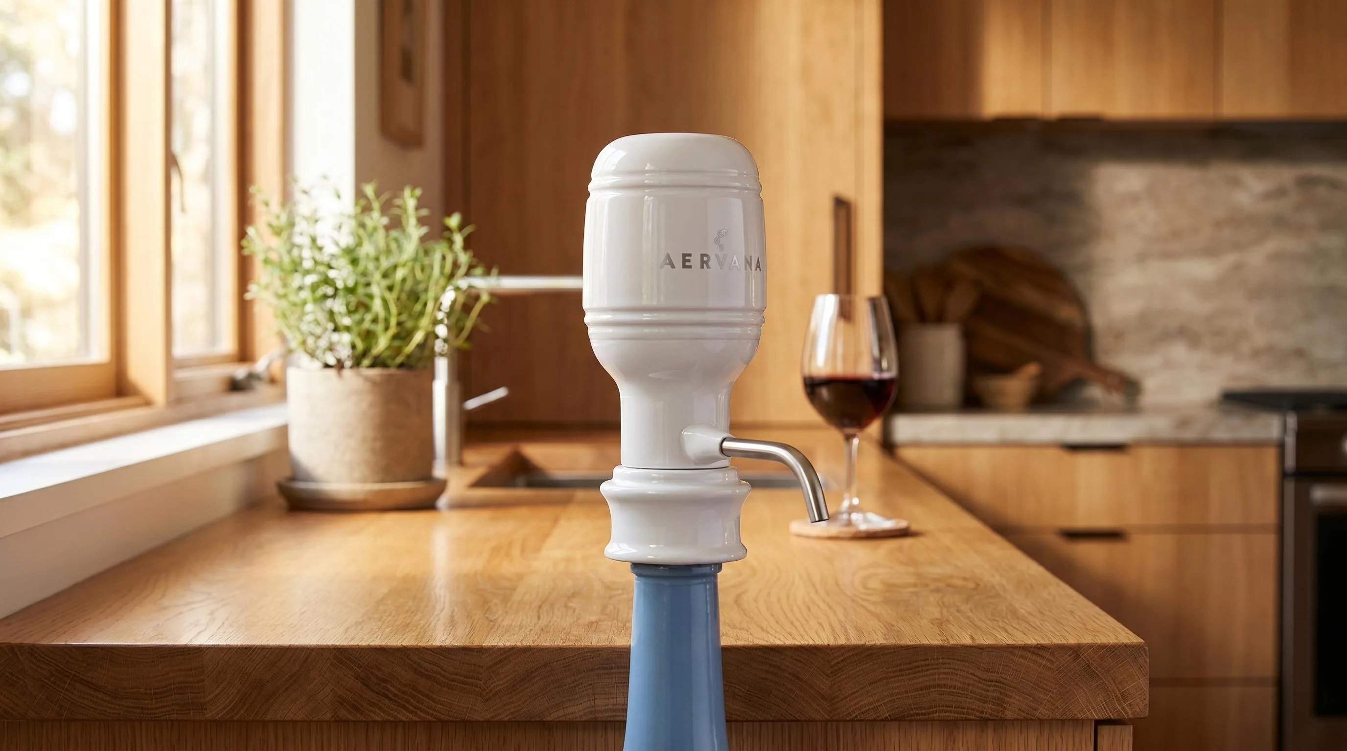 Aervana Essential: Electric Wine Aerator and Pourer/Dispenser: Battery-powered electric aerator that dispenses aerated wine at the press of a b