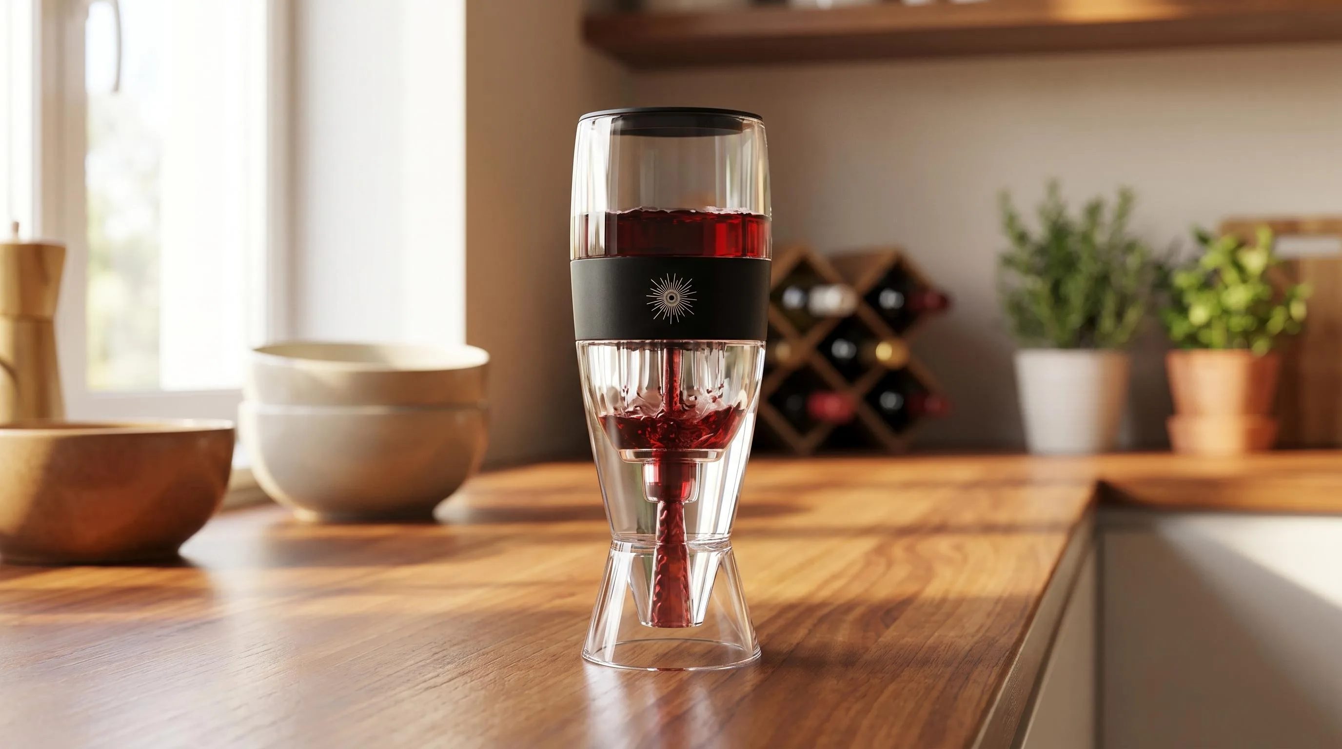 Vinluxe PRO Wine Aerator — Fast Aeration: 32 drilled holes