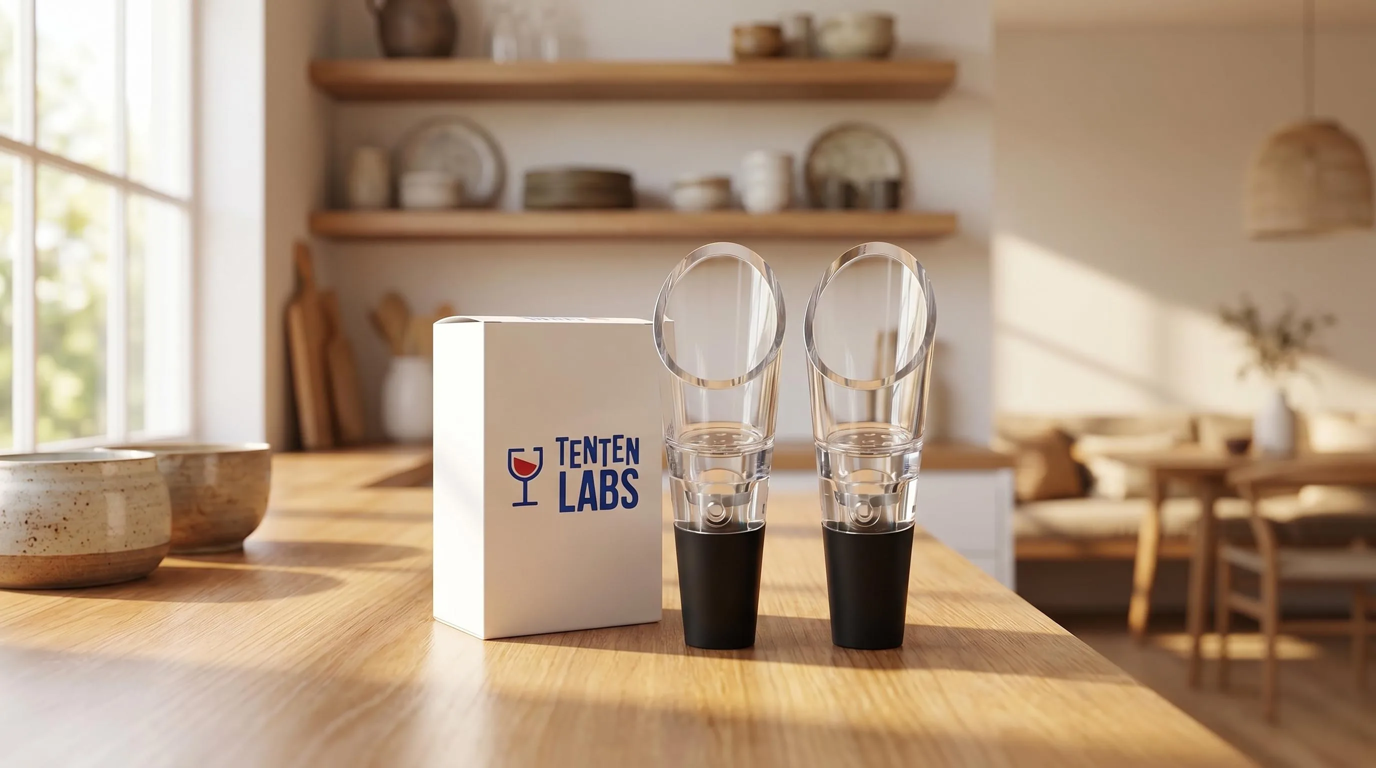 TenTen Labs Wine Aerator Pourer (2-pack) — Two-Bottle Serving: 2-pack aerating spouts