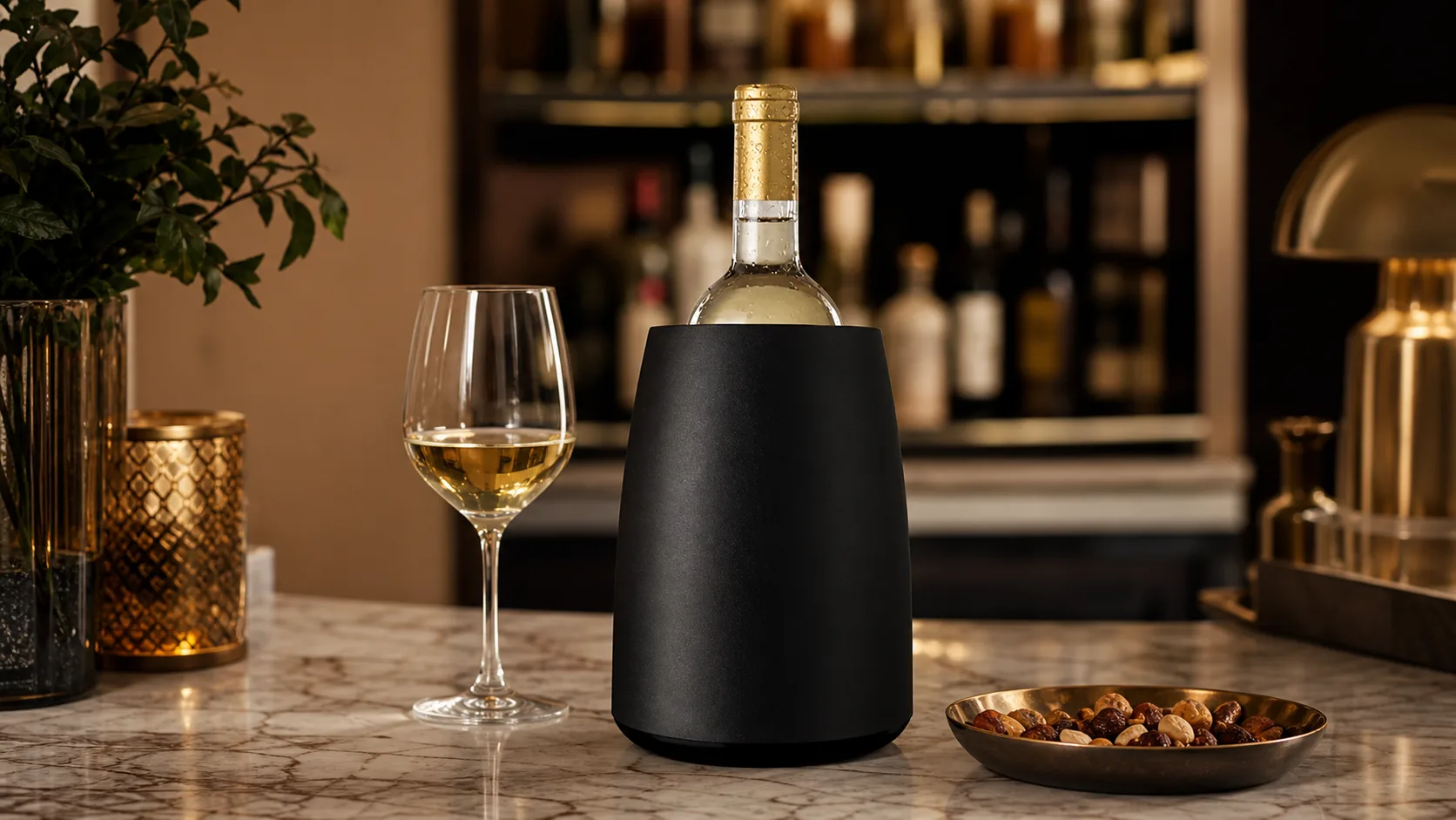 Vacu Vin Rapid Ice Elegant Wine Cooler — Fast Sleeve Chilling: freezable non-toxic gel
