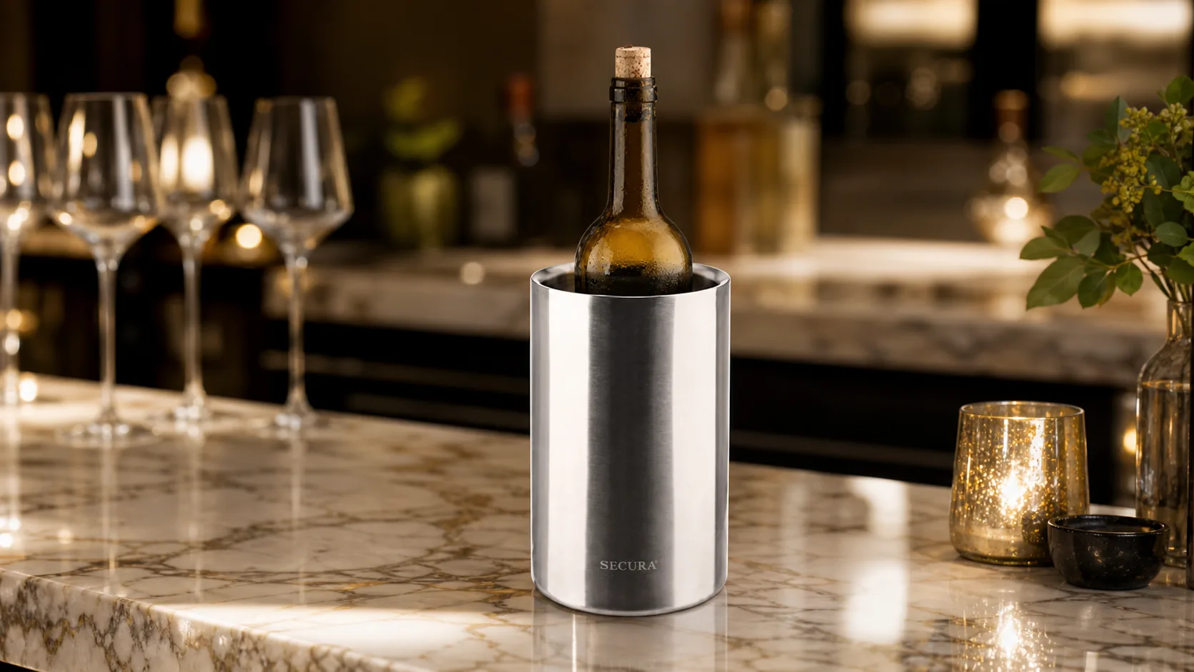 Secura Wine Chiller Bucket Stainless Steel Wine Cooler — 750 Ml Bottles: lifetime Limited Warranty