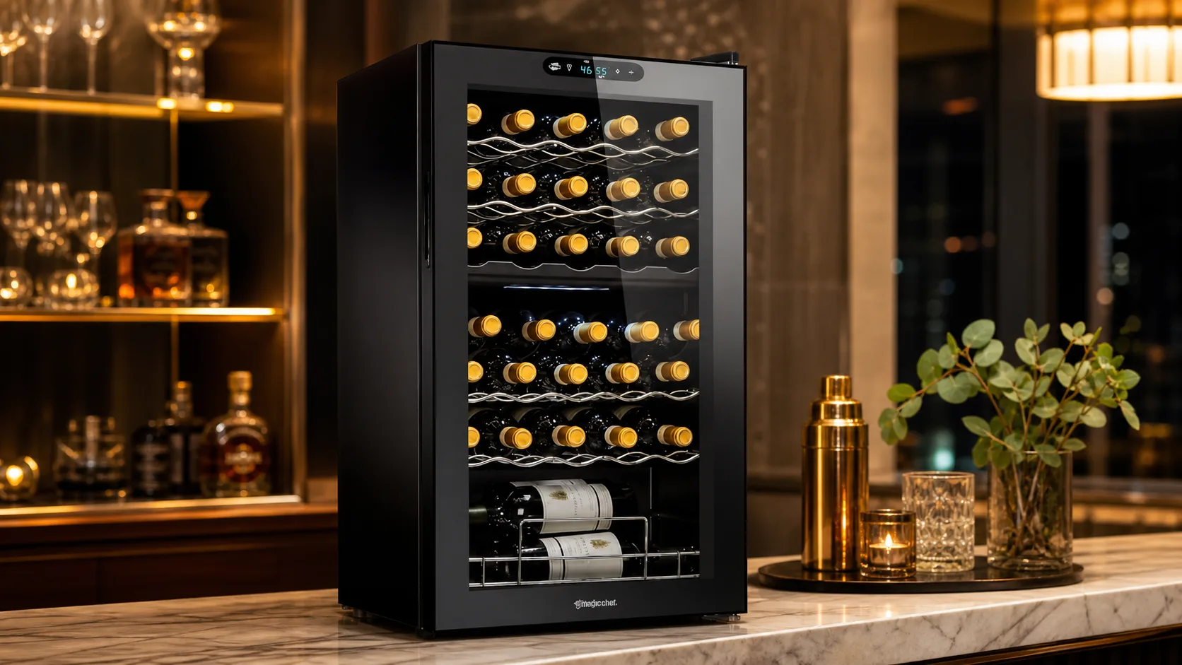 Wine 32-Bottle Wine Cooler — Red White Storage: dual-zone cooling