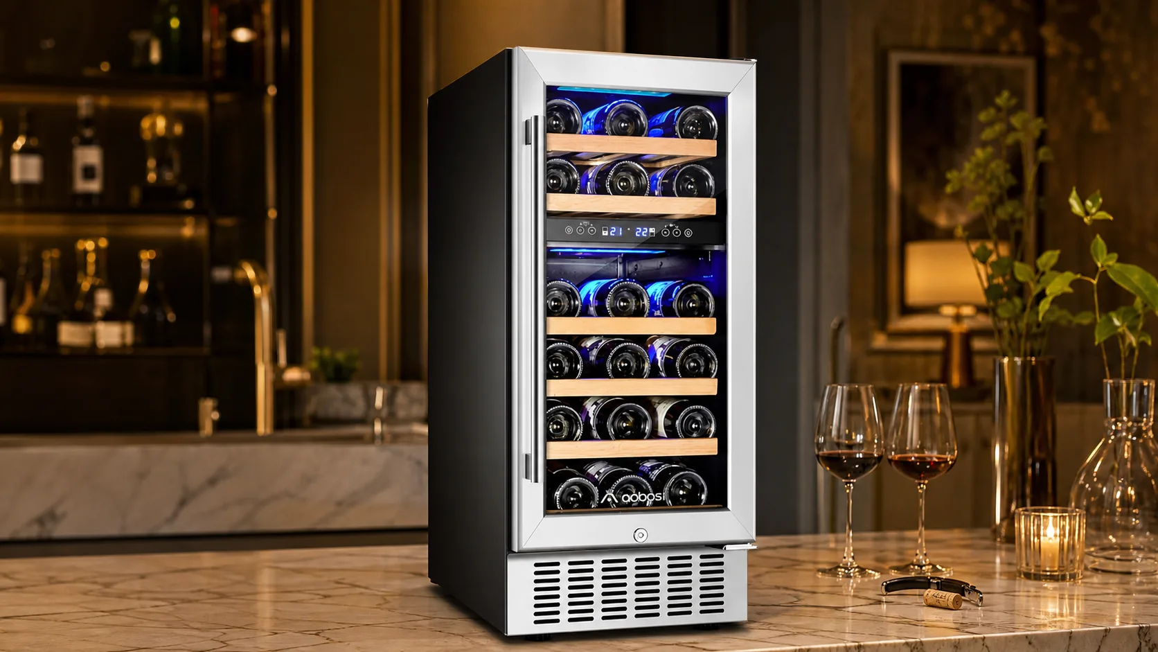 Top 7 Best Wine Fridge Cabinet To Buy Online 8 AAOBOSI 28-Bottle Wine Cooler — Best Overall: 28-bottle dual-zone capacity