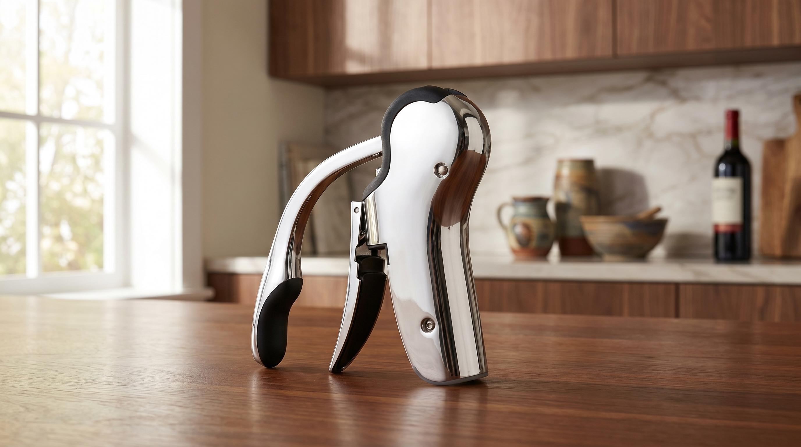 Brookstone Compact Wine Opener — Compact Storage: chrome color