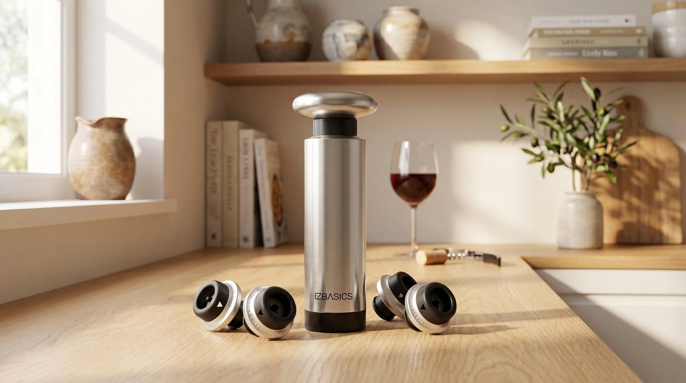 Top 10 Picks Wine Preservation Systems For 2026 19 Wine Stoppers EZBASICS Wine Saver Pump with Wine Bottle: Manual vacuum pump with reusable bottle stoppers