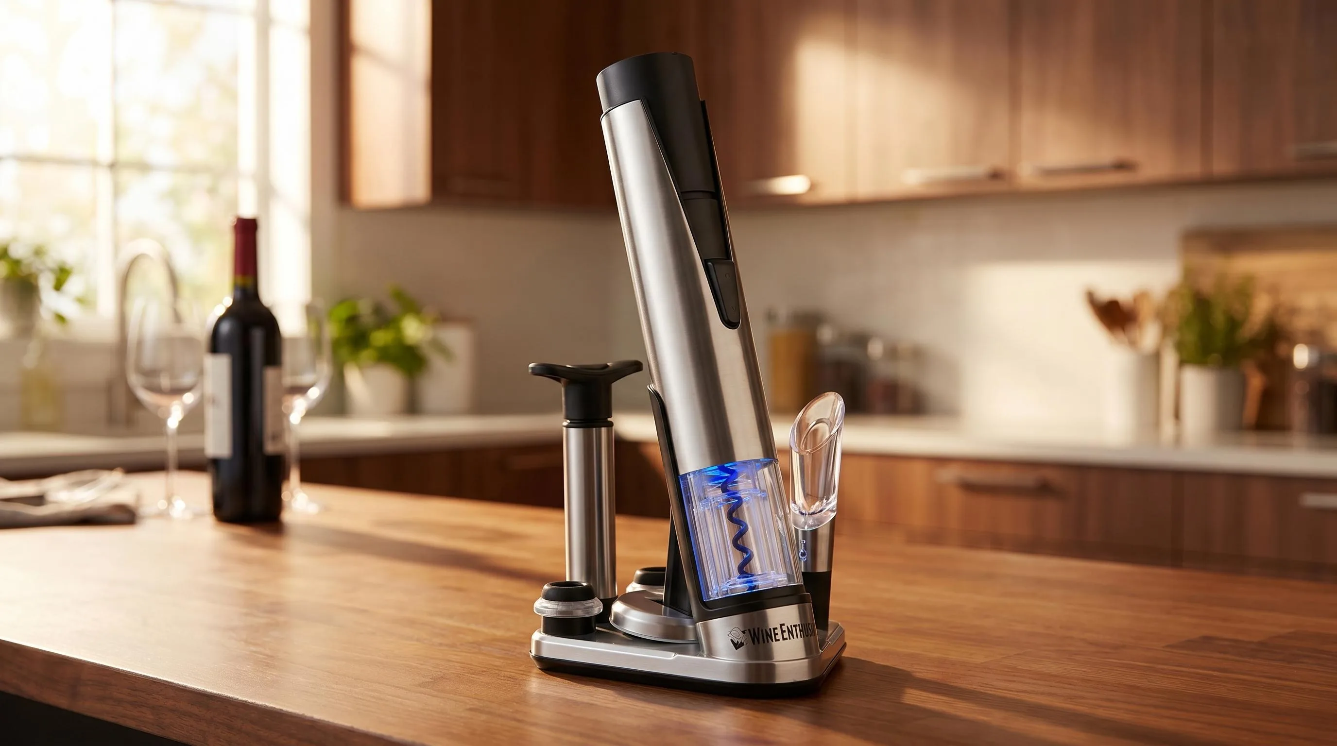 Top 10 Picks Wine Preservation Systems For 2026 16 Wine Enthusiast Electric Blue 1 Wine Opener & Preserver Set — Opener-Preserver Sets: stainless steel electric opener and preserver set