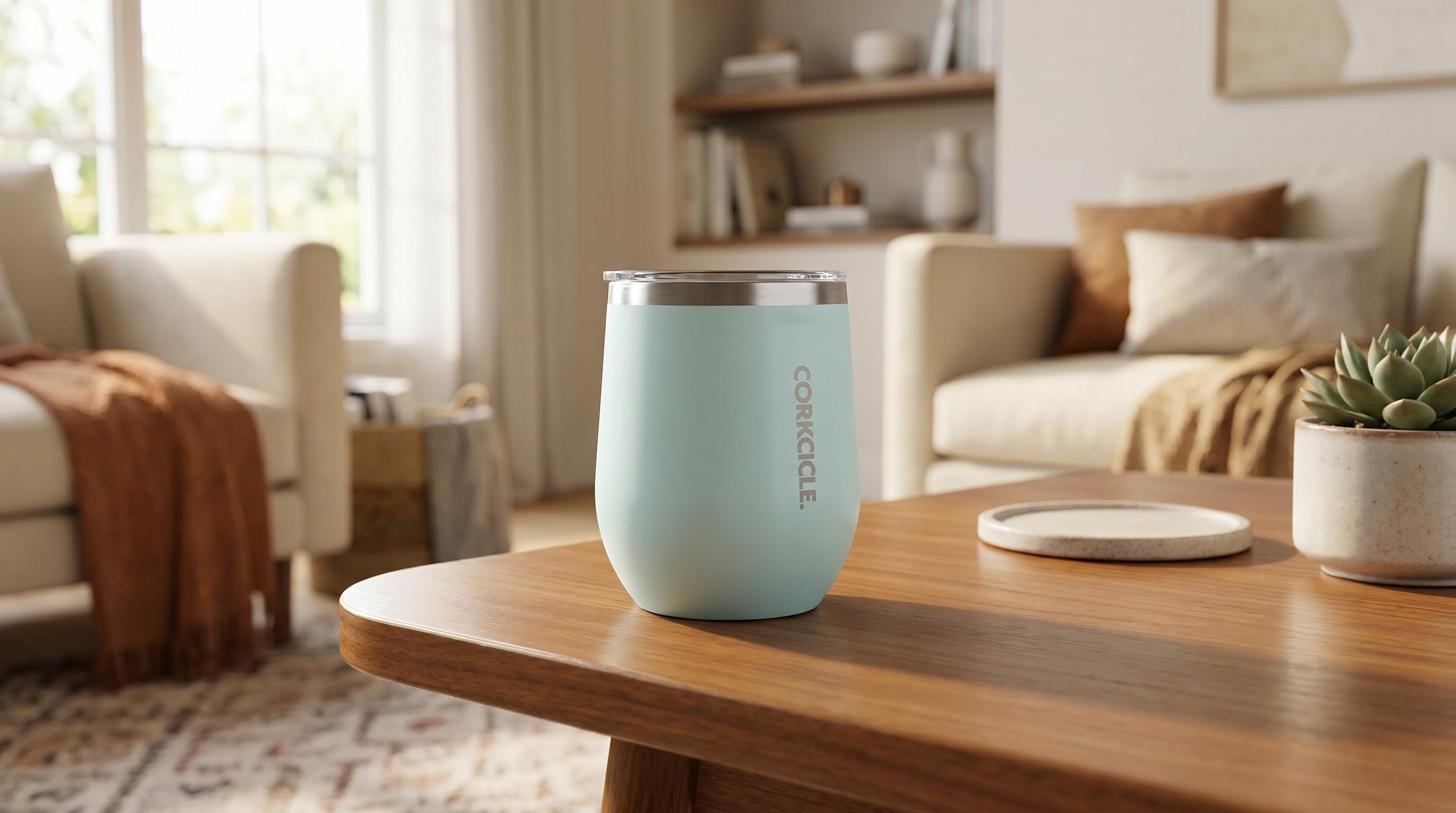 Corkcicle Stemless Wine Glass Tumbler — Steady Grip: non-slip bottom