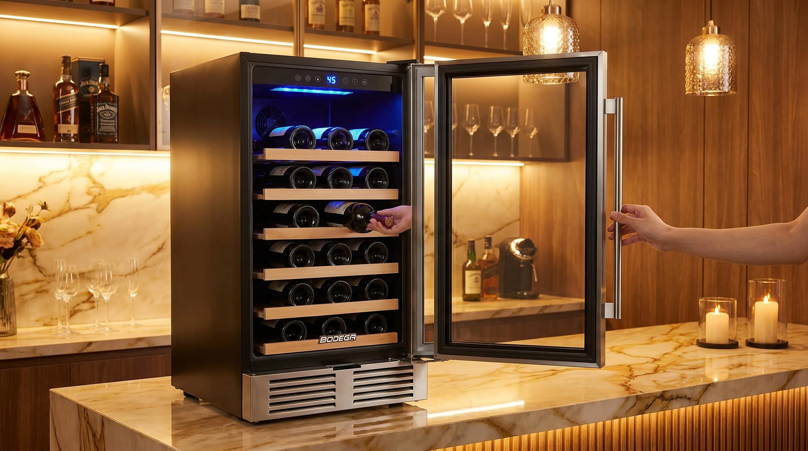 The BODEGA JC-85A shown in everyday use at home, as tested by FlightWineBar