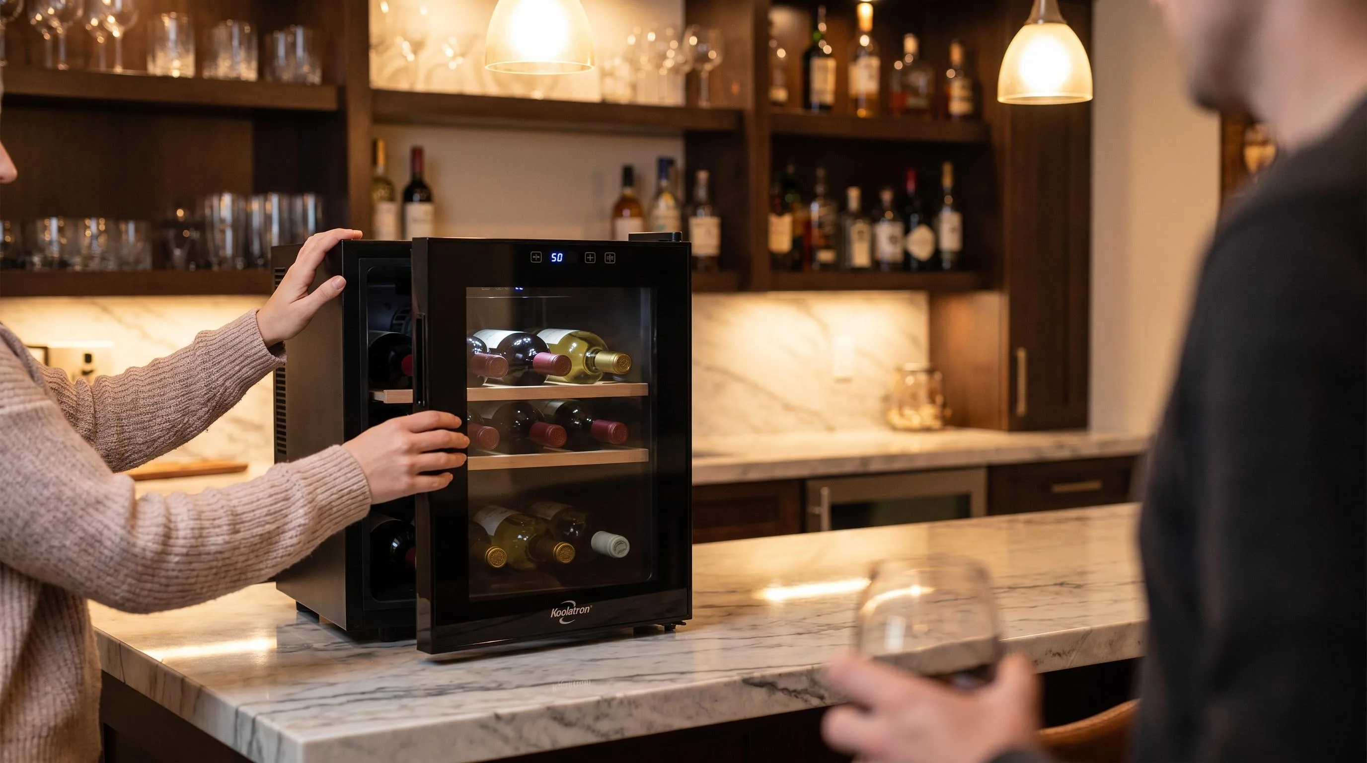 Koolatron WC12DZ Wine Cooler Review 2026 3 The Koolatron WC12DZ shown in everyday use at home, as tested by FlightWineBar