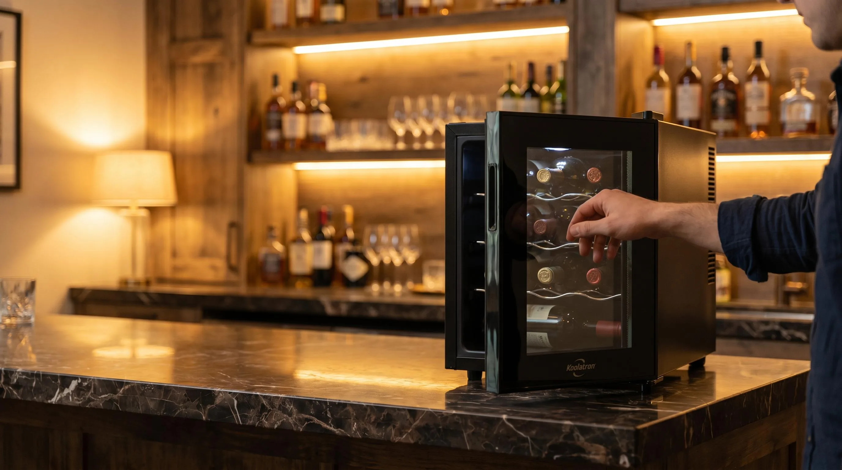 Koolatron WC20 Wine Cooler Review 2026 3 The Koolatron WC20 shown in everyday use at home, as tested by FlightWineBar
