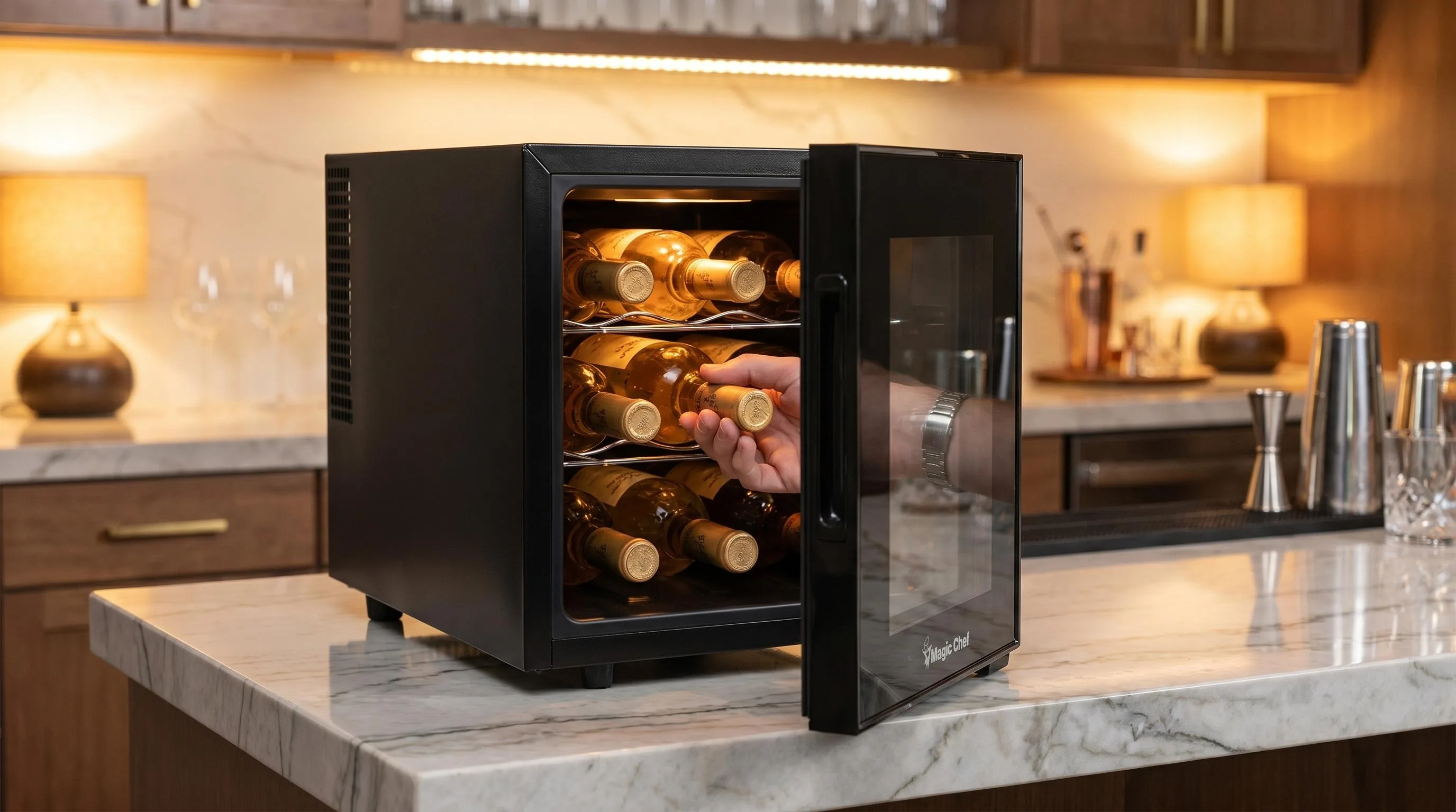 The Magic Chef MCWC6B shown in everyday use at home, as tested by FlightWineBar