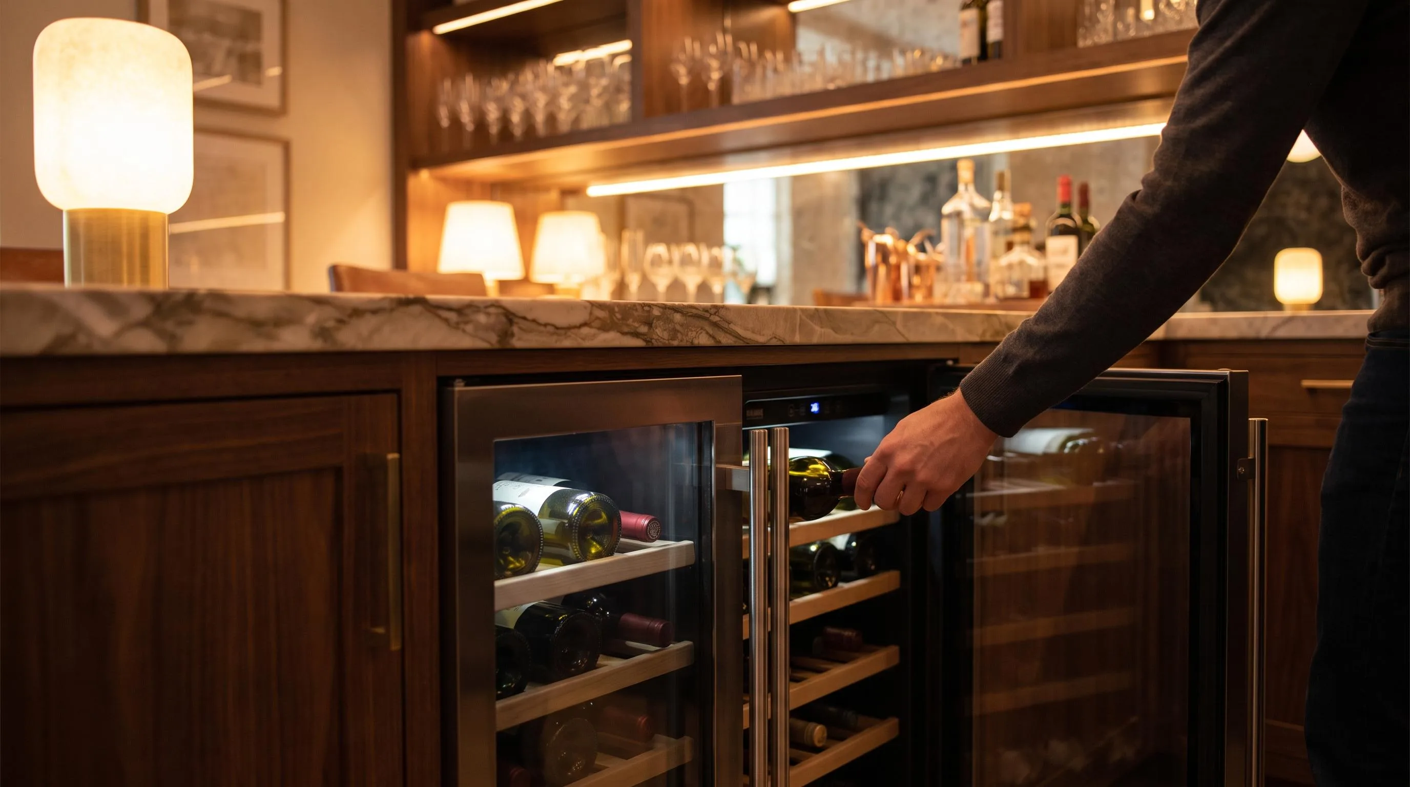 Marvel ML24WSG3LB Wine Cooler Review 2026 3 The Marvel ML24WSG3LB shown in everyday use at home, as tested by FlightWineBar