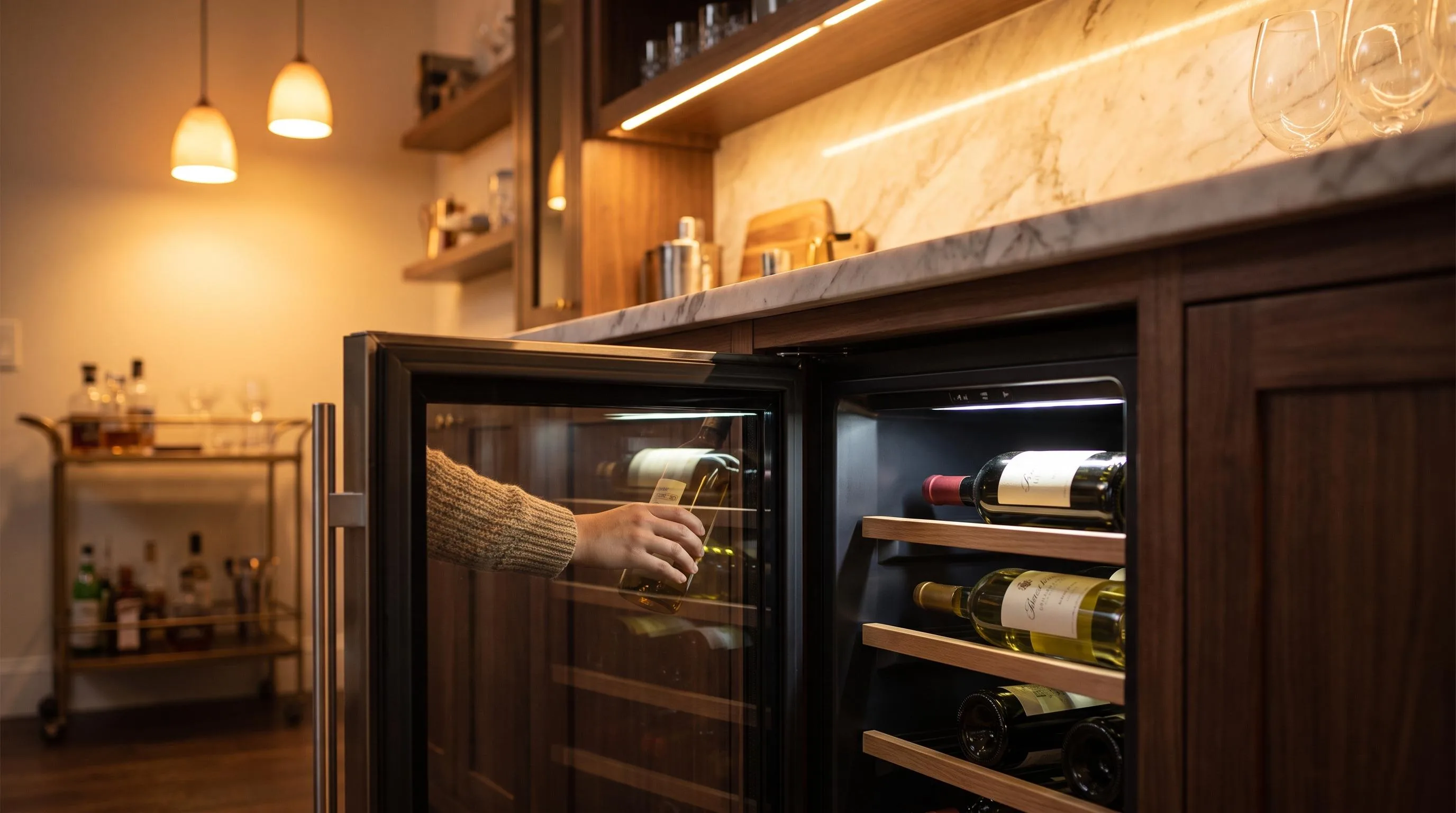 The Marvel MP24WDF5LP shown in everyday use at home, as tested by FlightWineBar