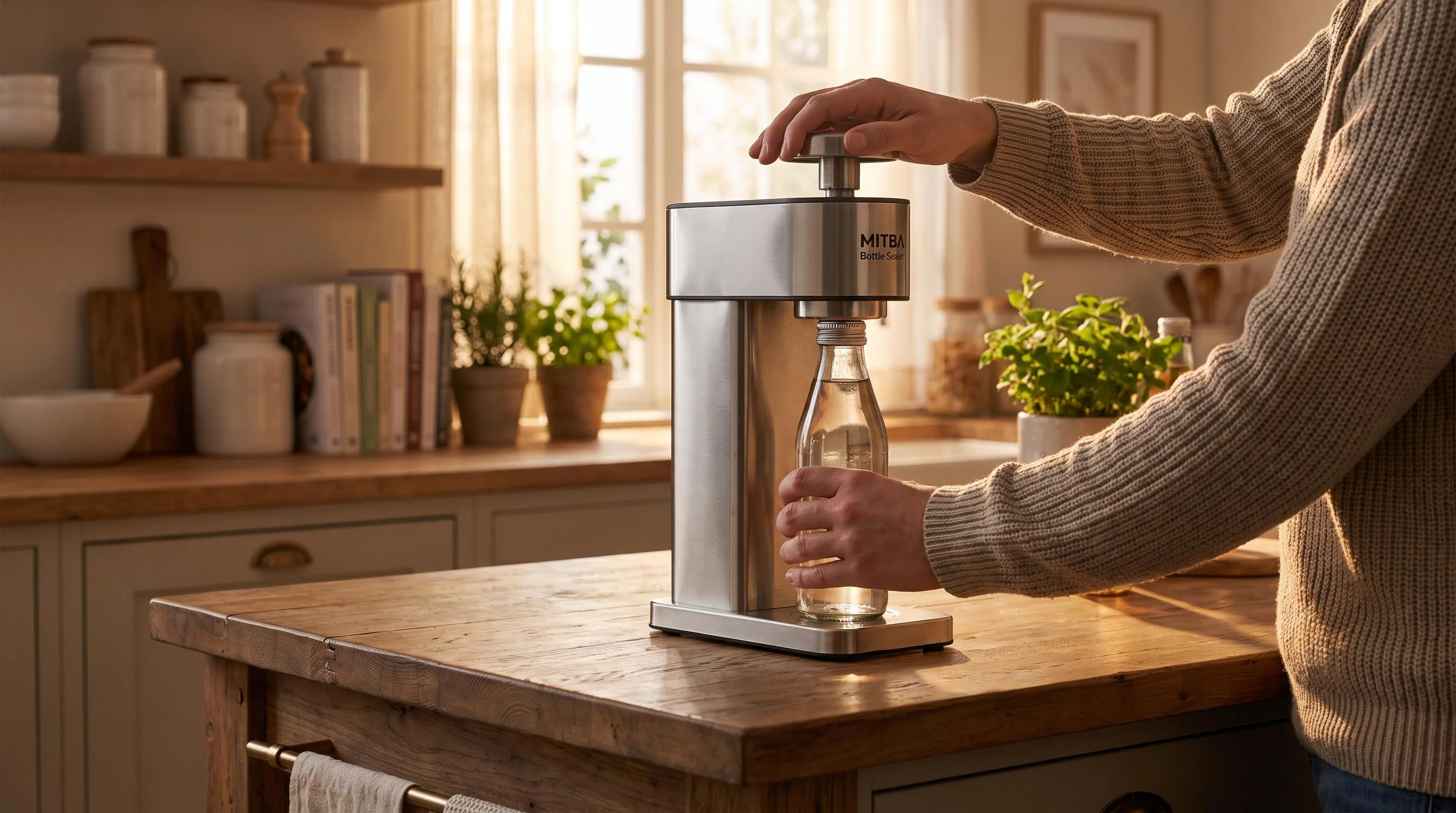 MITBA Bottle Sealer Review 2026 3 The MITBA Bottle Sealer shown in everyday use at home, as tested by FlightWineBar