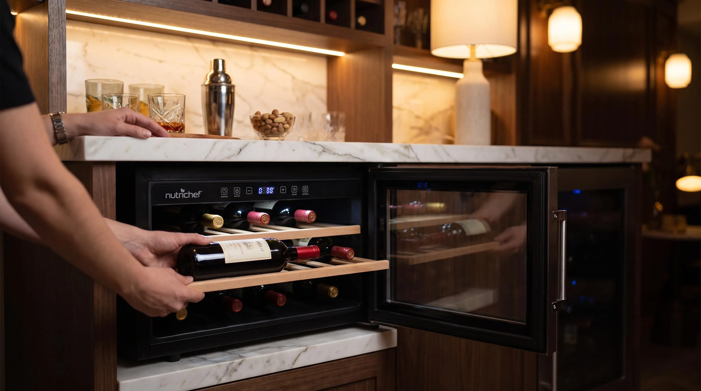 The NutriChef PKCWC180 shown in everyday use at home, as tested by FlightWineBar