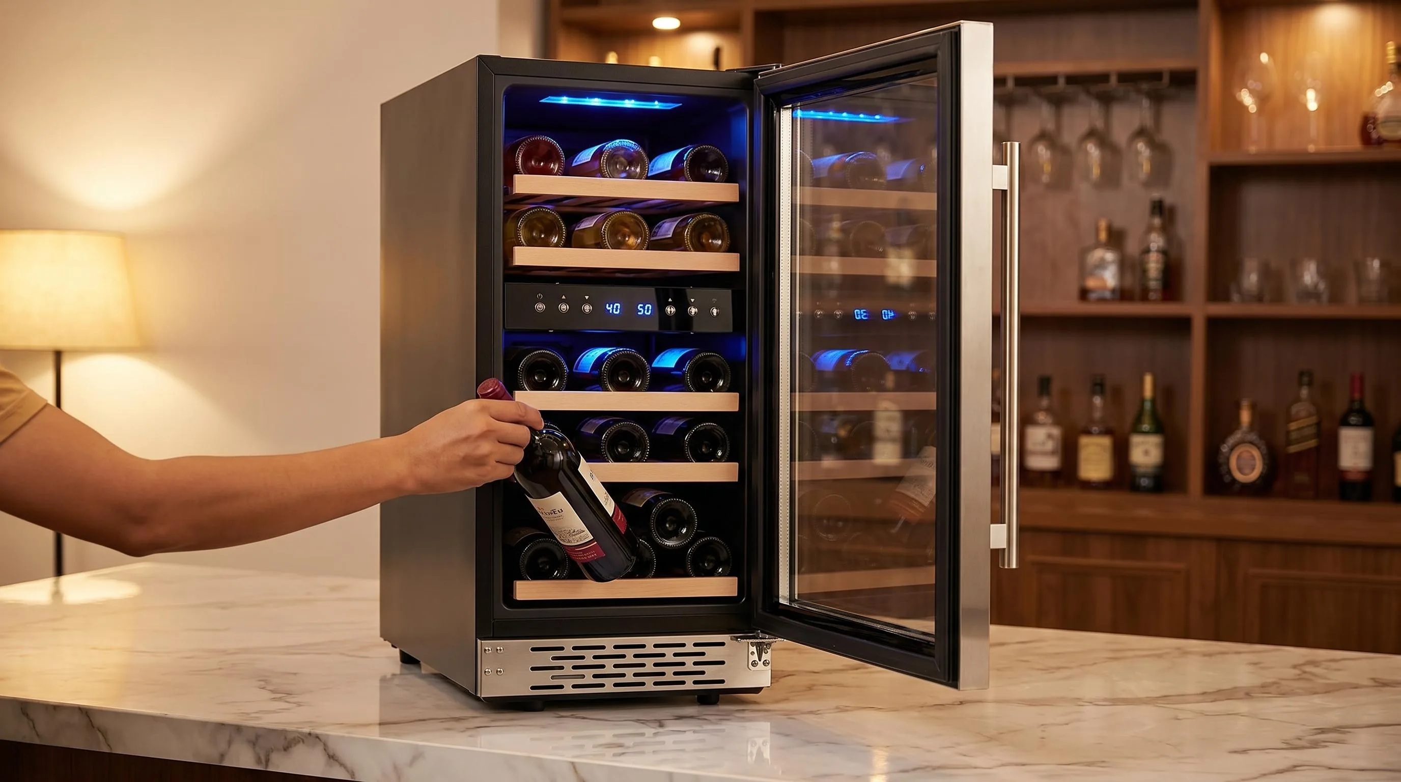The Phiestina 12 Bottle shown in everyday use at home, as tested by FlightWineBar