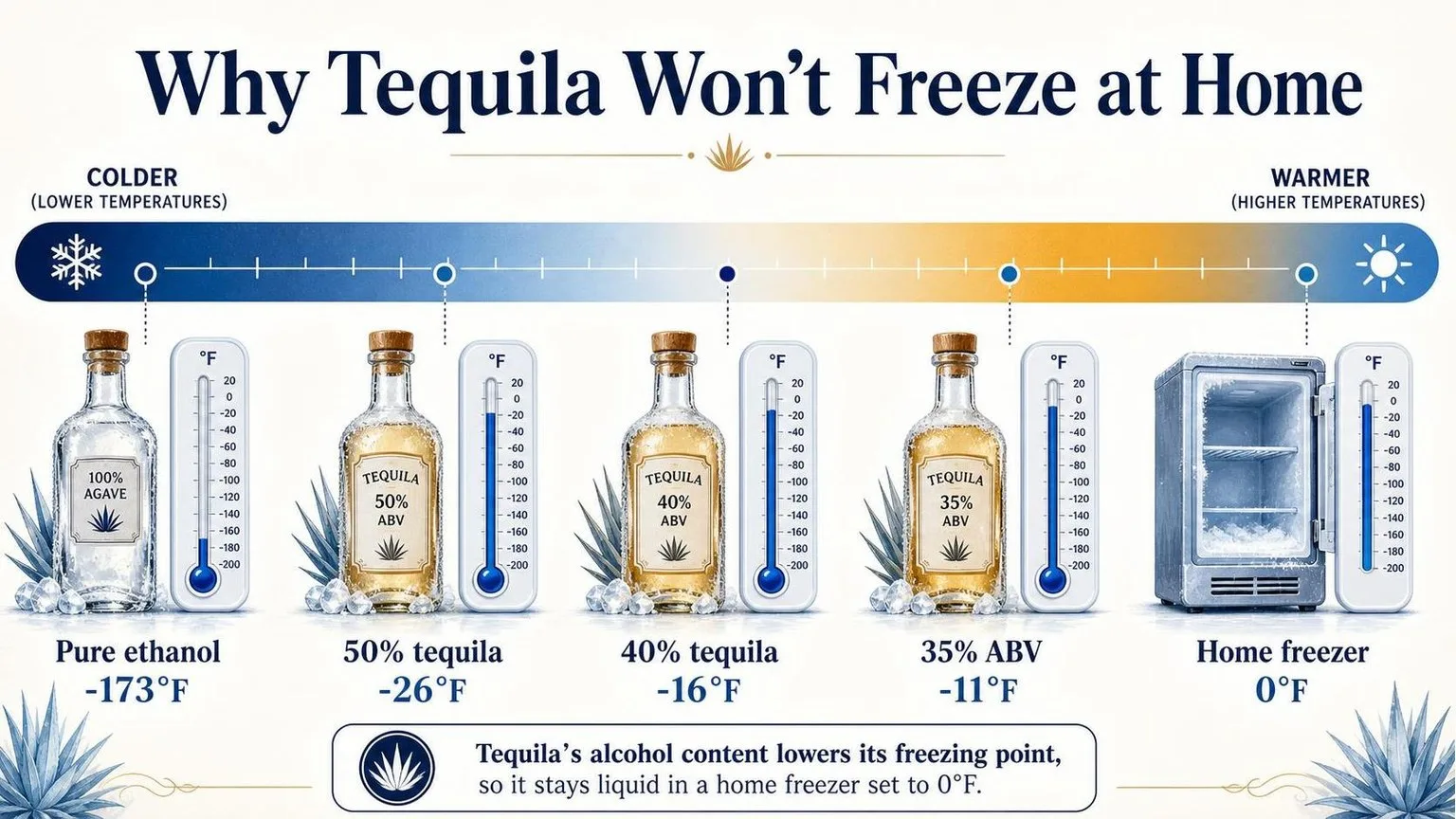 Can Tequila Freeze? 1 Tequila Freezing Points by ABV — key facts at a glance