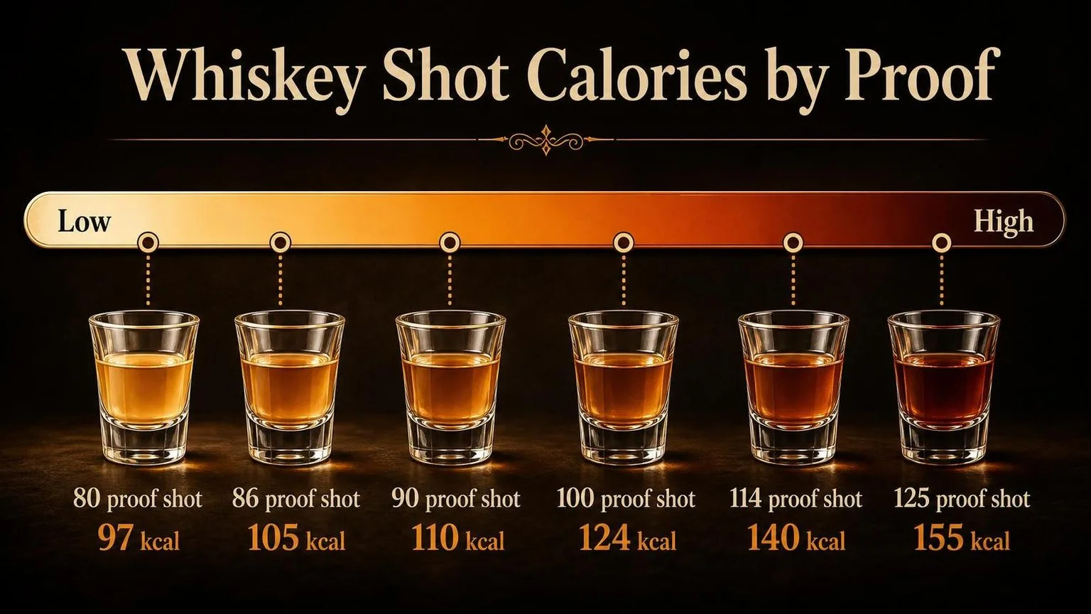 Whiskey Shot Calories by Proof — key facts at a glance