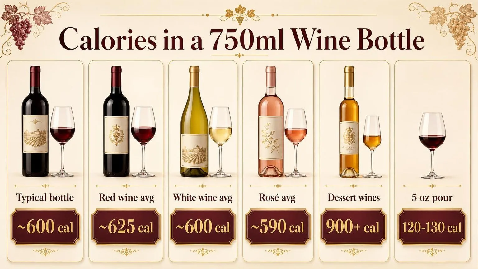 Calories in a 750ml Wine Bottle by Style — key facts at a glance