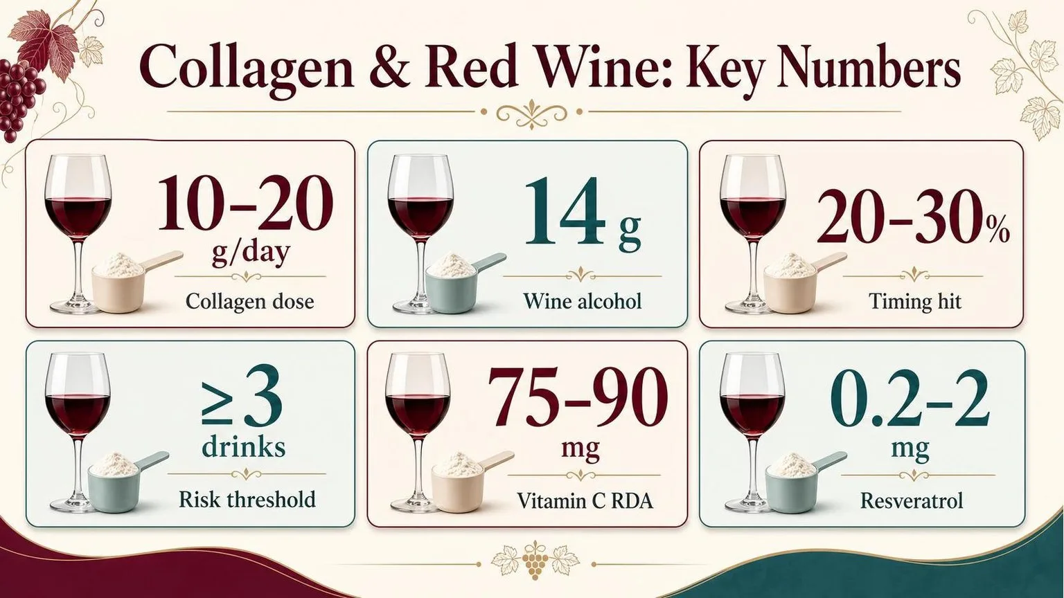 Collagen + Red Wine: The Numbers — key facts at a glance