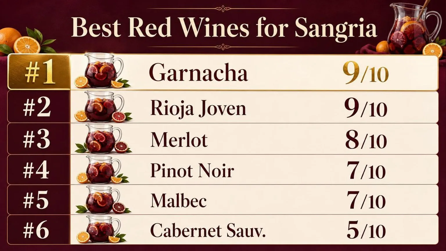 What Type Of Red Wine Is Good For Sangria? 1 Best Red Wines for Sangria: By the Numbers — key facts at a glance