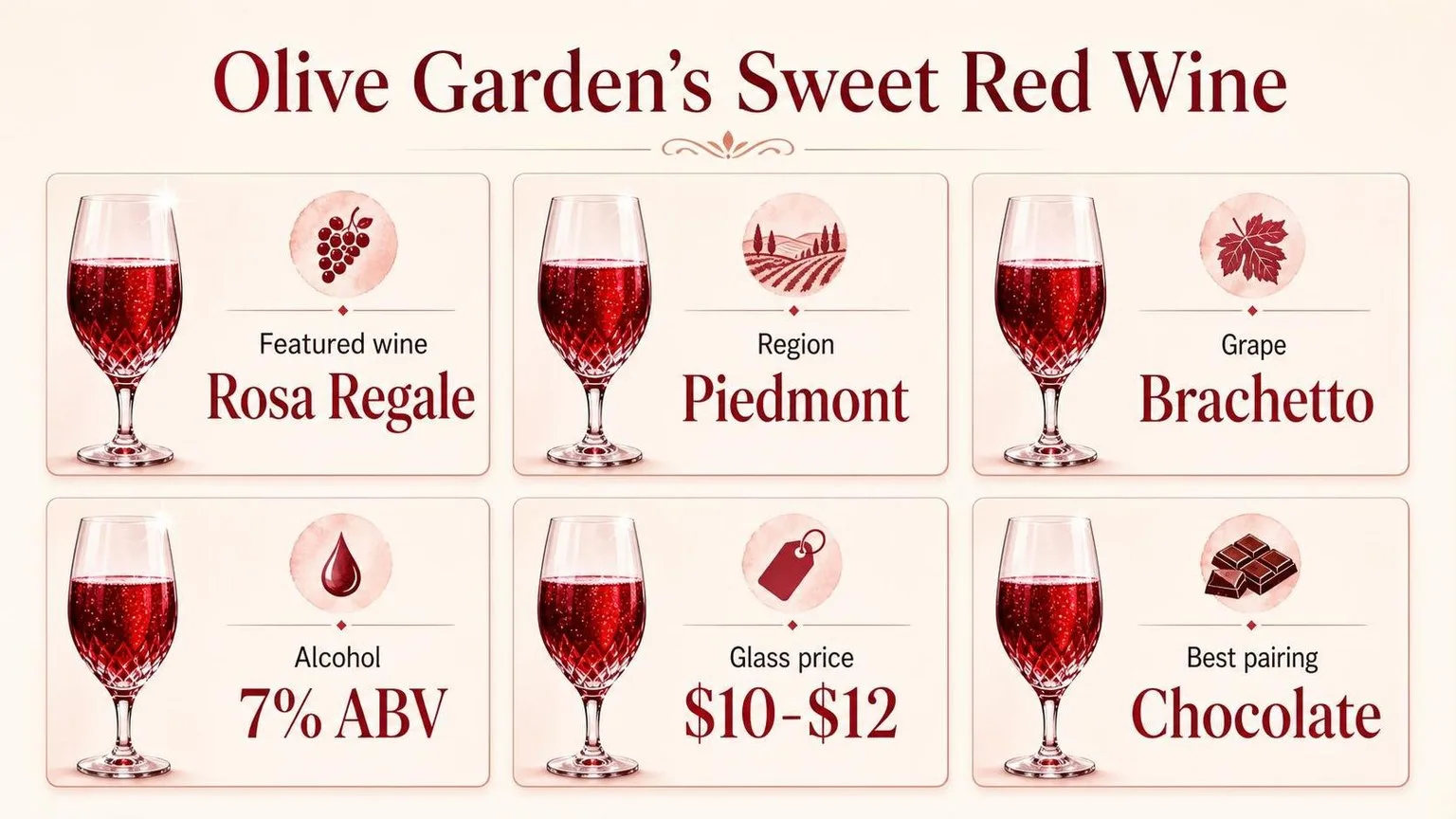 What Is The Sweet Red Wine At Olive Garden? 1 Olive Garden's Sweet Red Wine by the Numbers — key facts at a glance