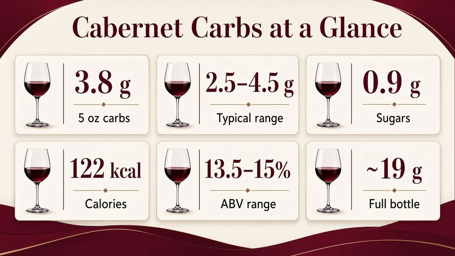 How Many Carbs In Cabernet Sauvignon Red Wine? 1 Carbs in Cabernet Sauvignon: The Numbers — key facts at a glance