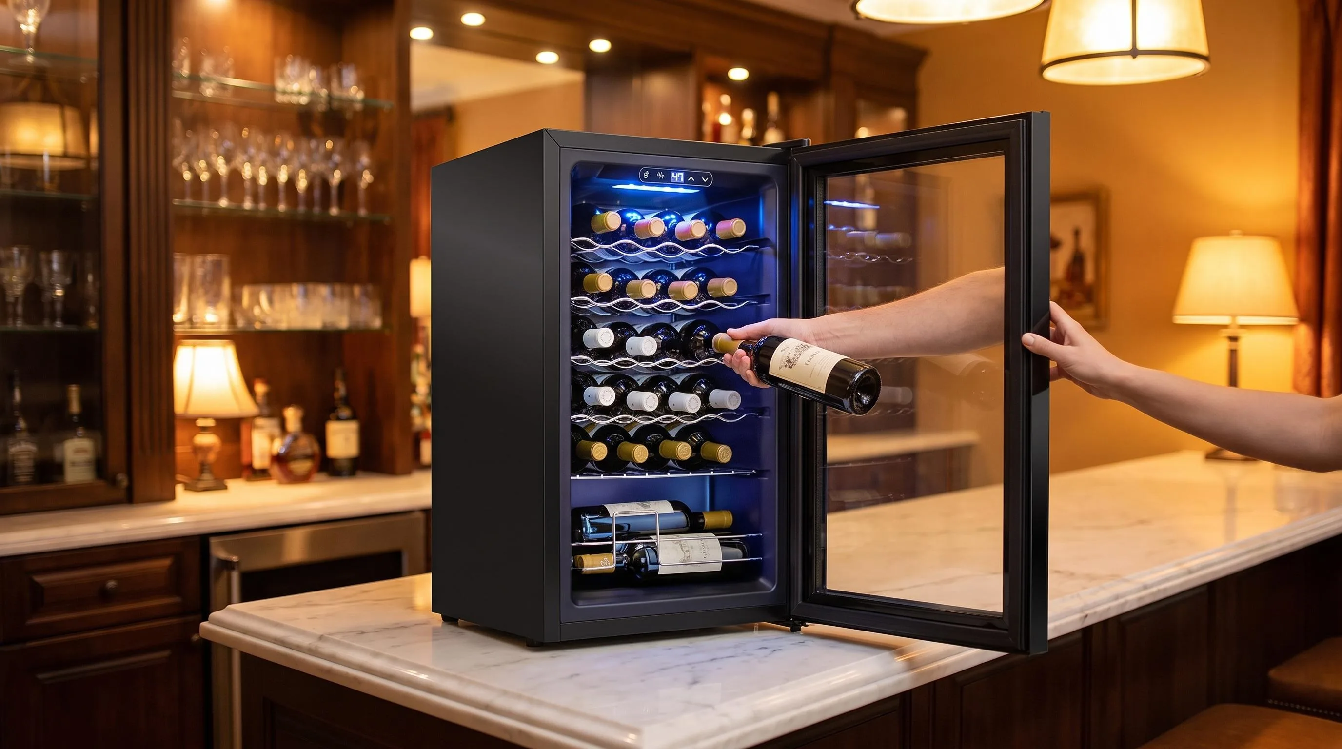 The Schmecke SHMFWCC125LB shown in everyday use at home, as tested by FlightWineBar