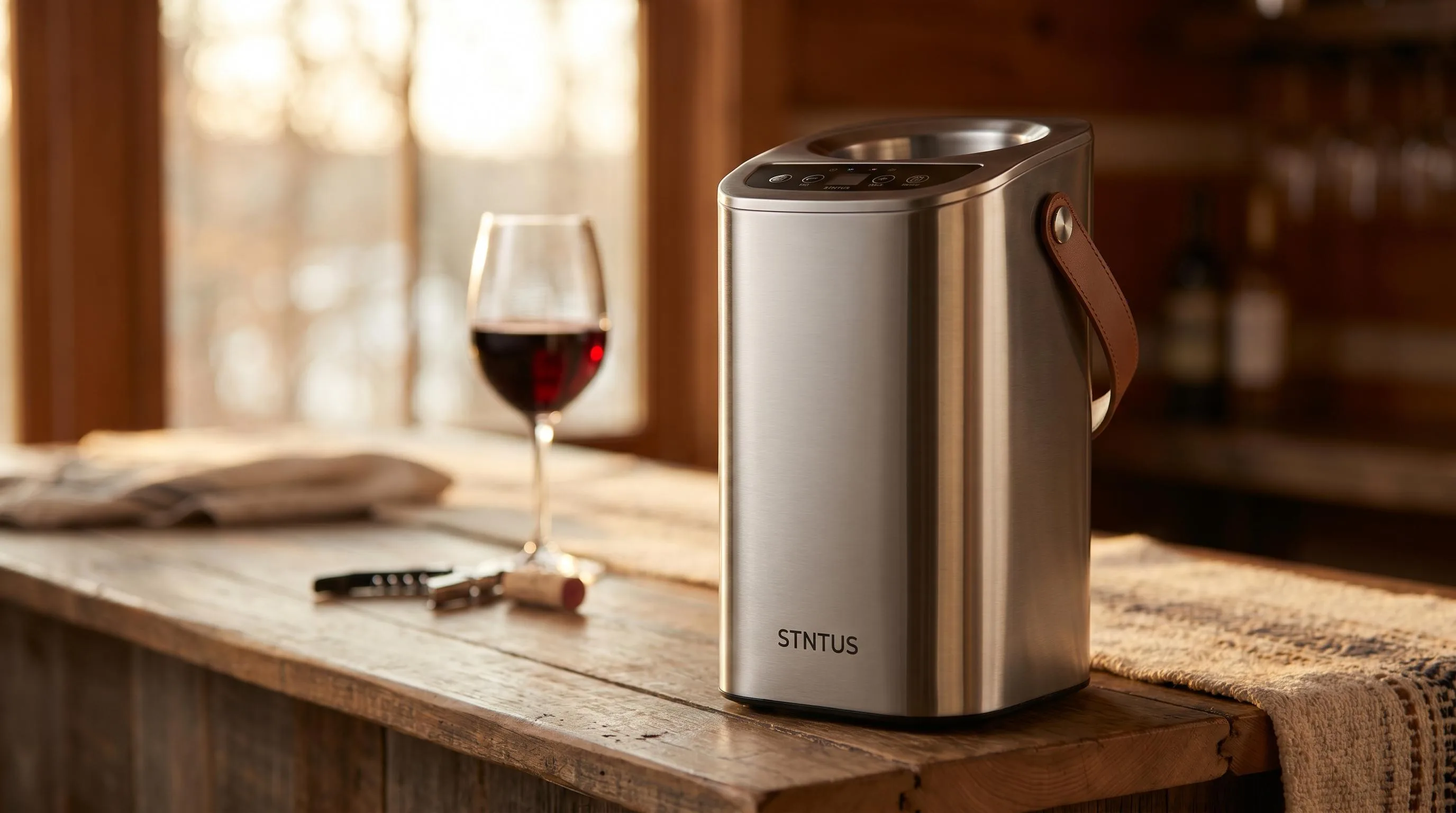 Close-up of the STNTUS Wine Chiller build quality, materials and finish during our review