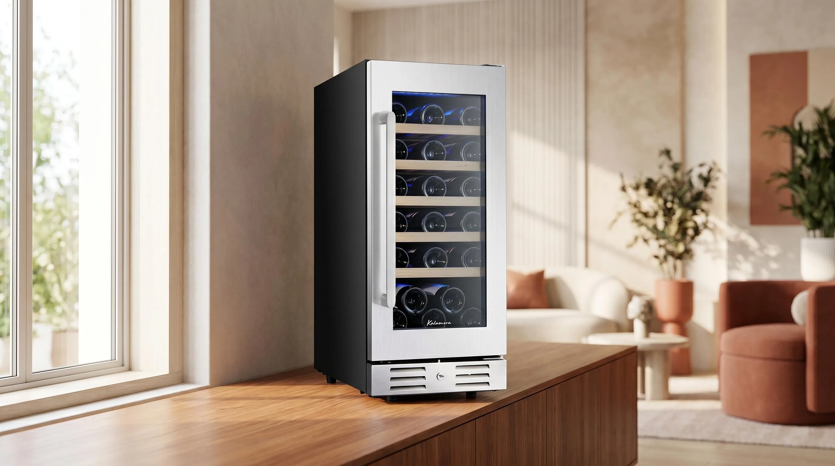 Kalamera 30-Bottle Wine Cooler: 30-bottle capacity ideal for growing wine enthusiasts