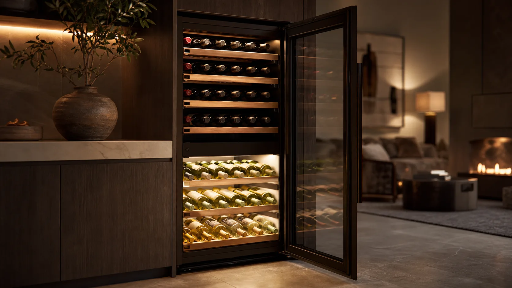 Karcassin 28-Bottle Wine Cooler — Red White Wines: dual-zone, 28 bottle