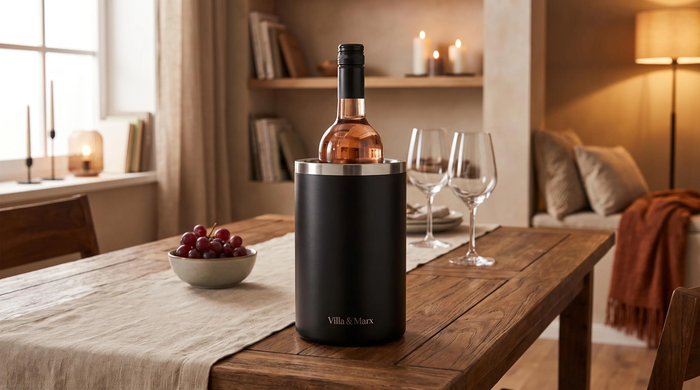 Close-up of the Villa & Marx Wine Bottle Chiller build quality, materials and finish during our review