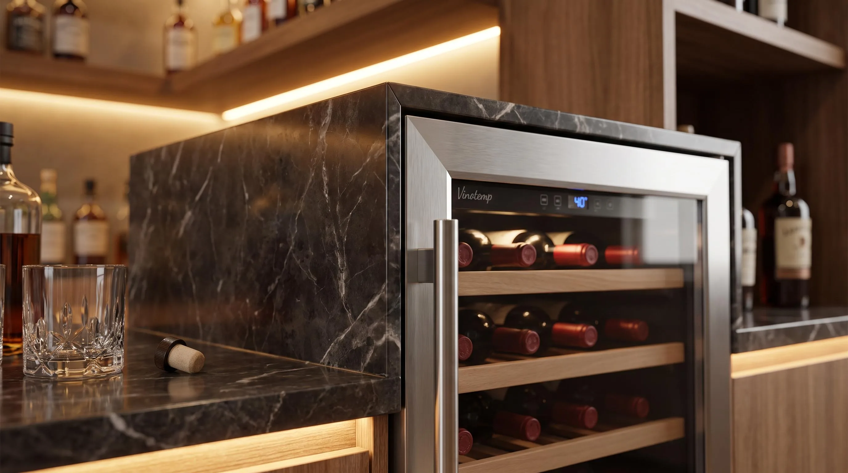 Close-up of the Vinotemp build quality, materials and finish during our review