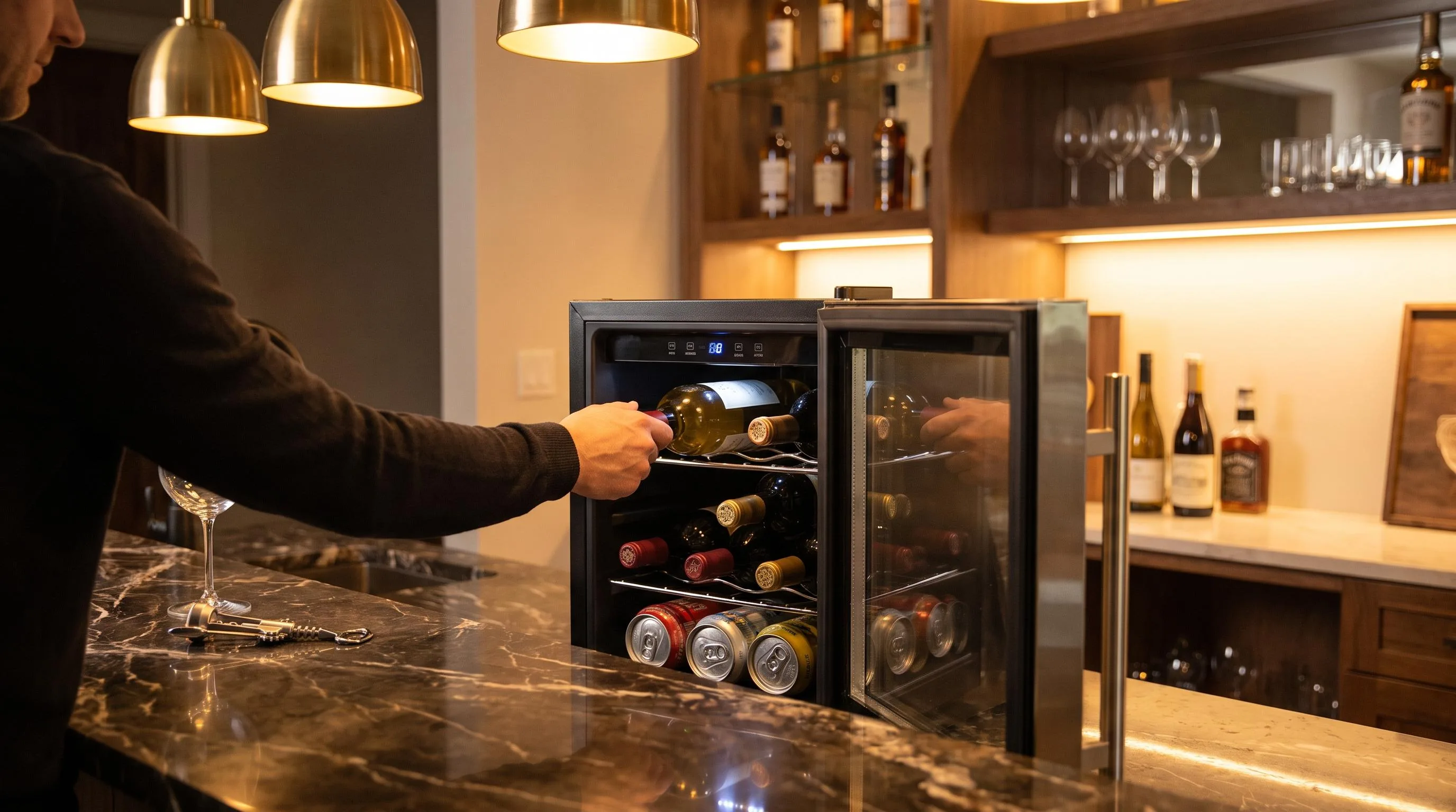 Vinotemp EL-BWC101-01 Wine Cooler Review 2026 3 The Vinotemp EL-BWC101-01 shown in everyday use at home, as tested by FlightWineBar