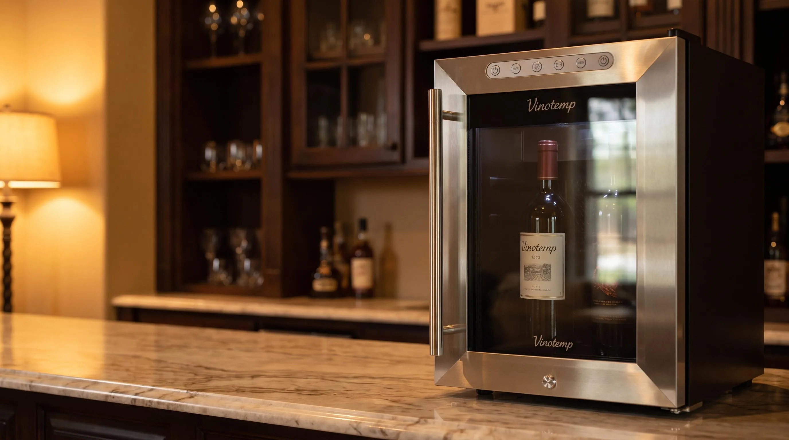 Vinotemp VT-WINEDISP4 Wine Cooler Review 2026 2 Close-up of the Vinotemp VT-WINEDISP4 build quality, materials and finish during our review