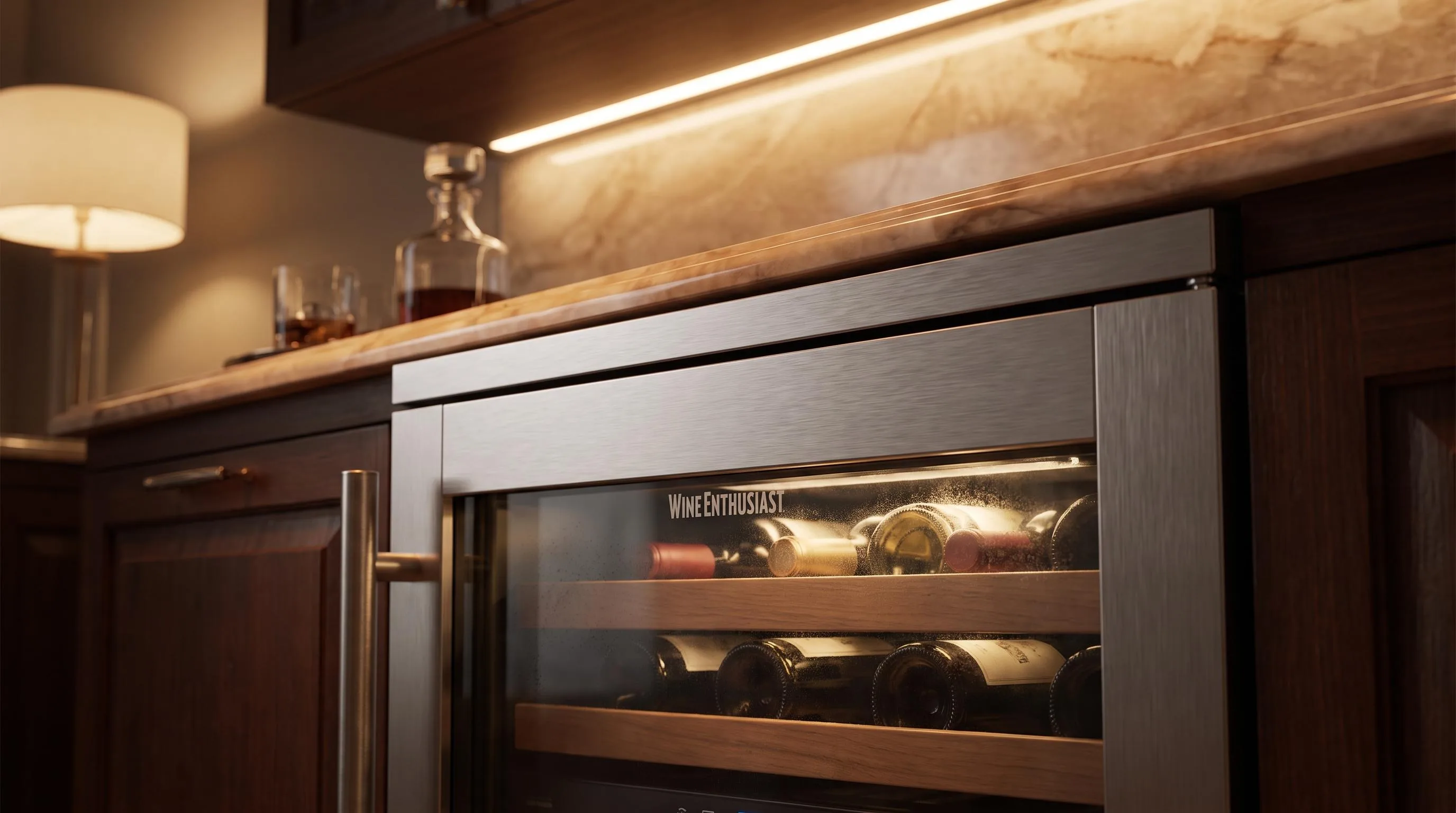 Close-up of the Wine Enthusiast 18-Bottle build quality, materials and finish during our review