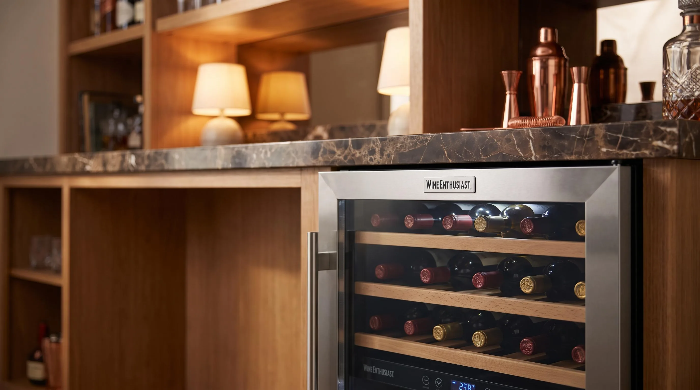 Wine Enthusiast 24-Bottle Wine Cooler Review 2026 2 Close-up of the Wine Enthusiast 24-Bottle build quality, materials and finish during our review