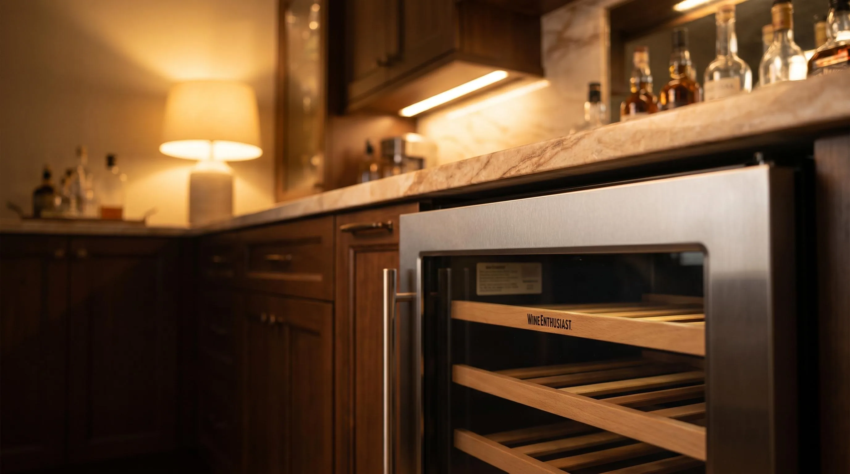 Close-up of the Wine Enthusiast 80 Bottle build quality, materials and finish during our review