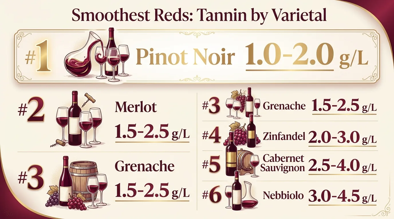 Smoothest Reds: Tannin by Varietal — key facts at a glance