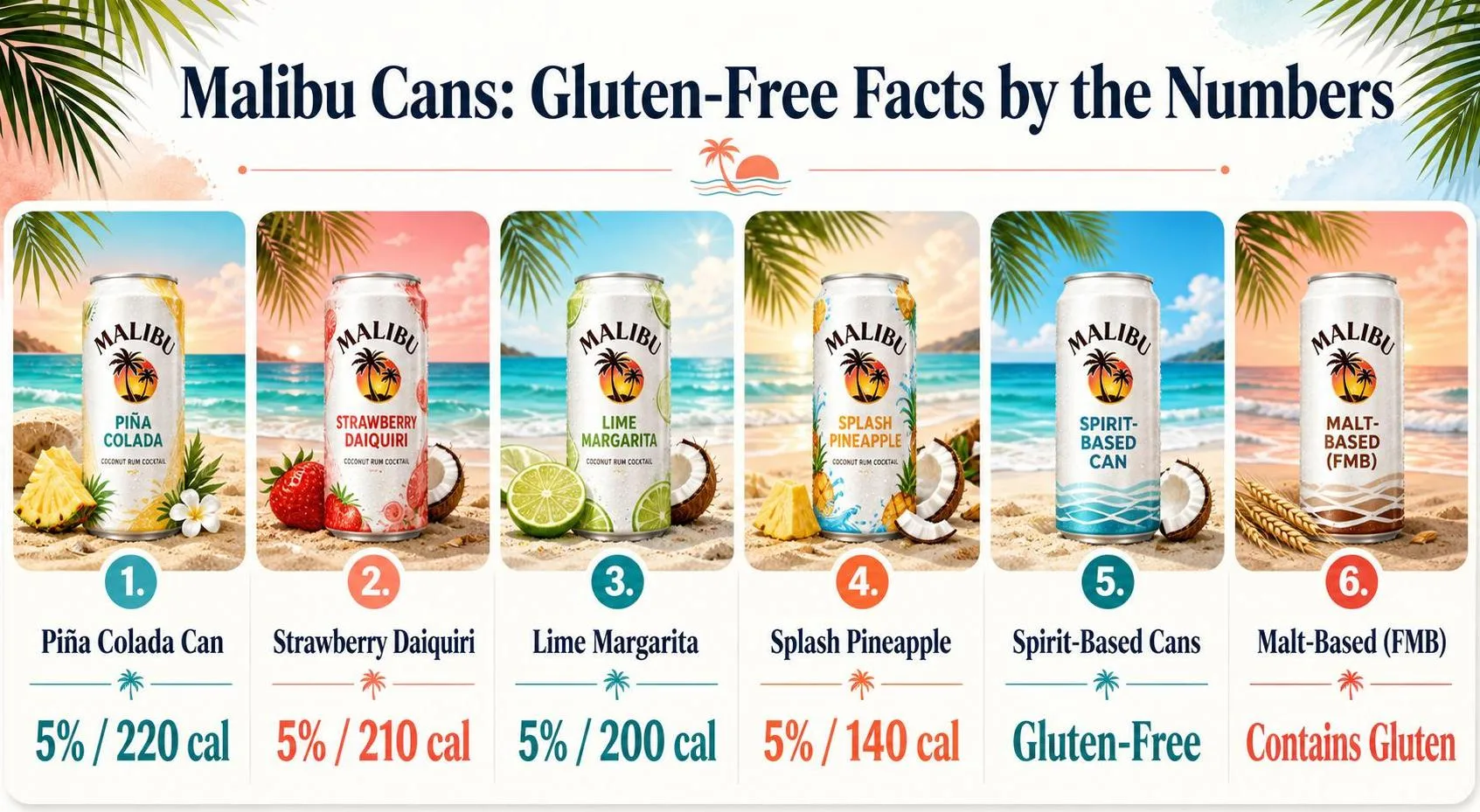 Are Malibu Rum Cans Gluten Free? 1 Malibu Cans: Gluten-Free Facts by the Numbers — key facts at a glance