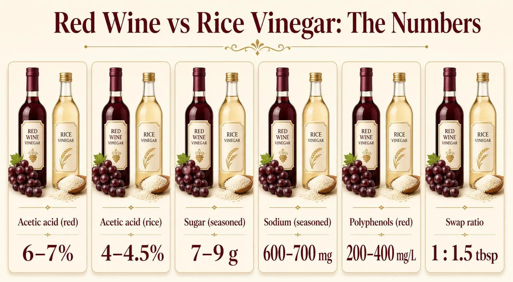 Are Red Wine Vinegar And Rice Wine Vinegar The Same? 1 Red Wine vs Rice Vinegar: The Numbers — key facts at a glance