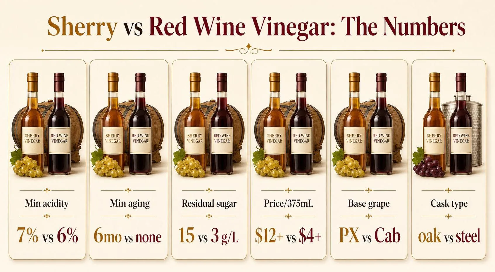 Sherry vs Red Wine Vinegar: The Numbers — key facts at a glance