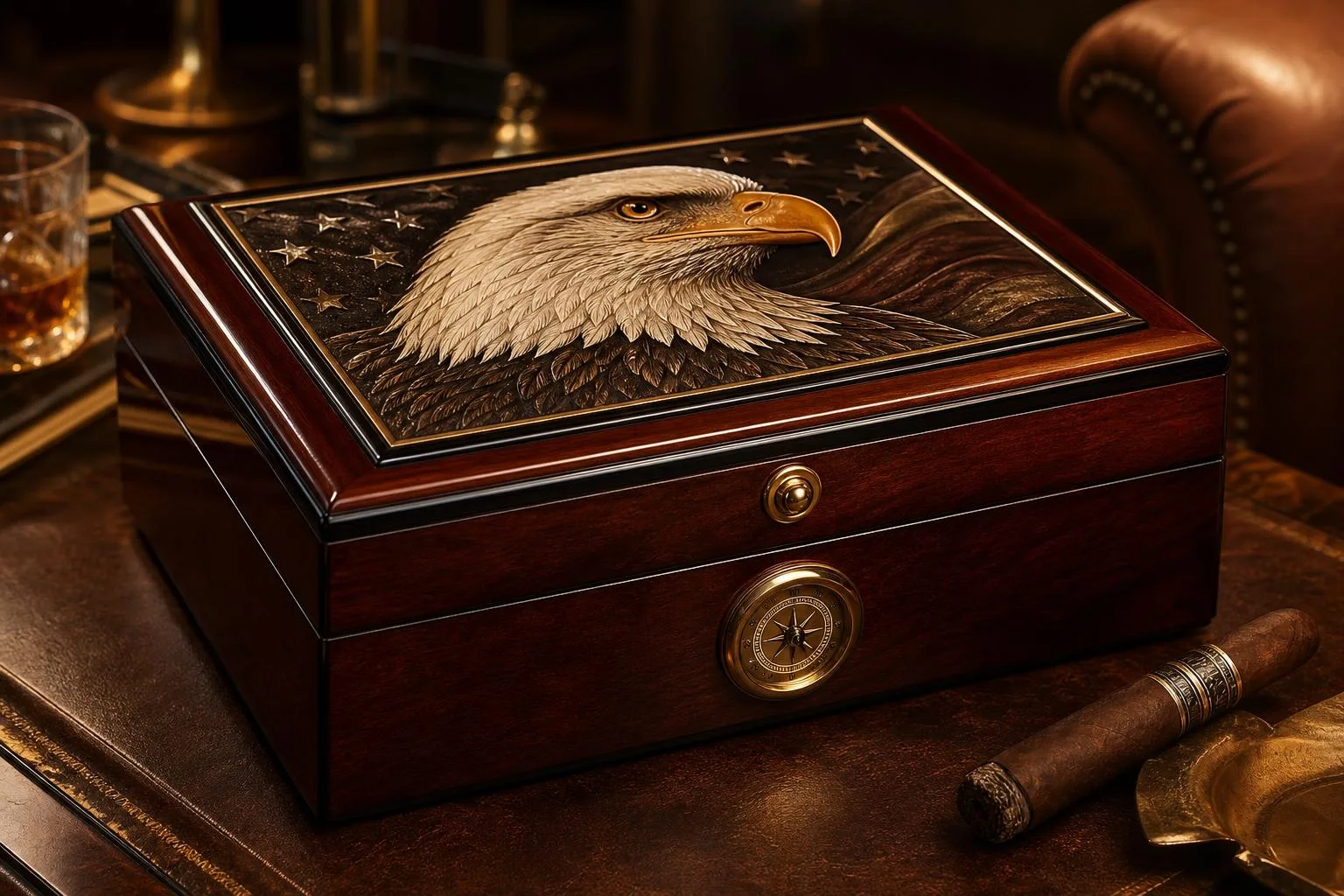 The Bald Eagle Cigar Humidor reviewed hands-on by the FlightWineBar team after real-world testing