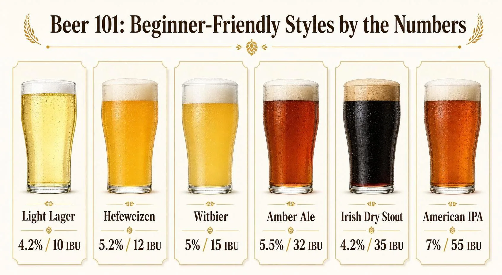 Beer 101: Beginner-Friendly Styles by the Numbers — key facts at a glance