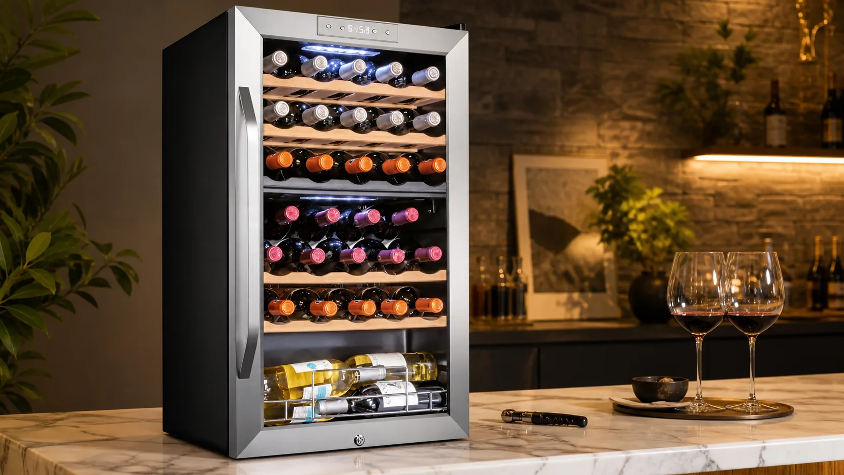 The Top 6 Best Dual Zone Wine Cooler You Need Right Now 10 Ivation 33-Bottle Wine Cooler — Locked Bottle Storage: 33-bottle cooler with lock