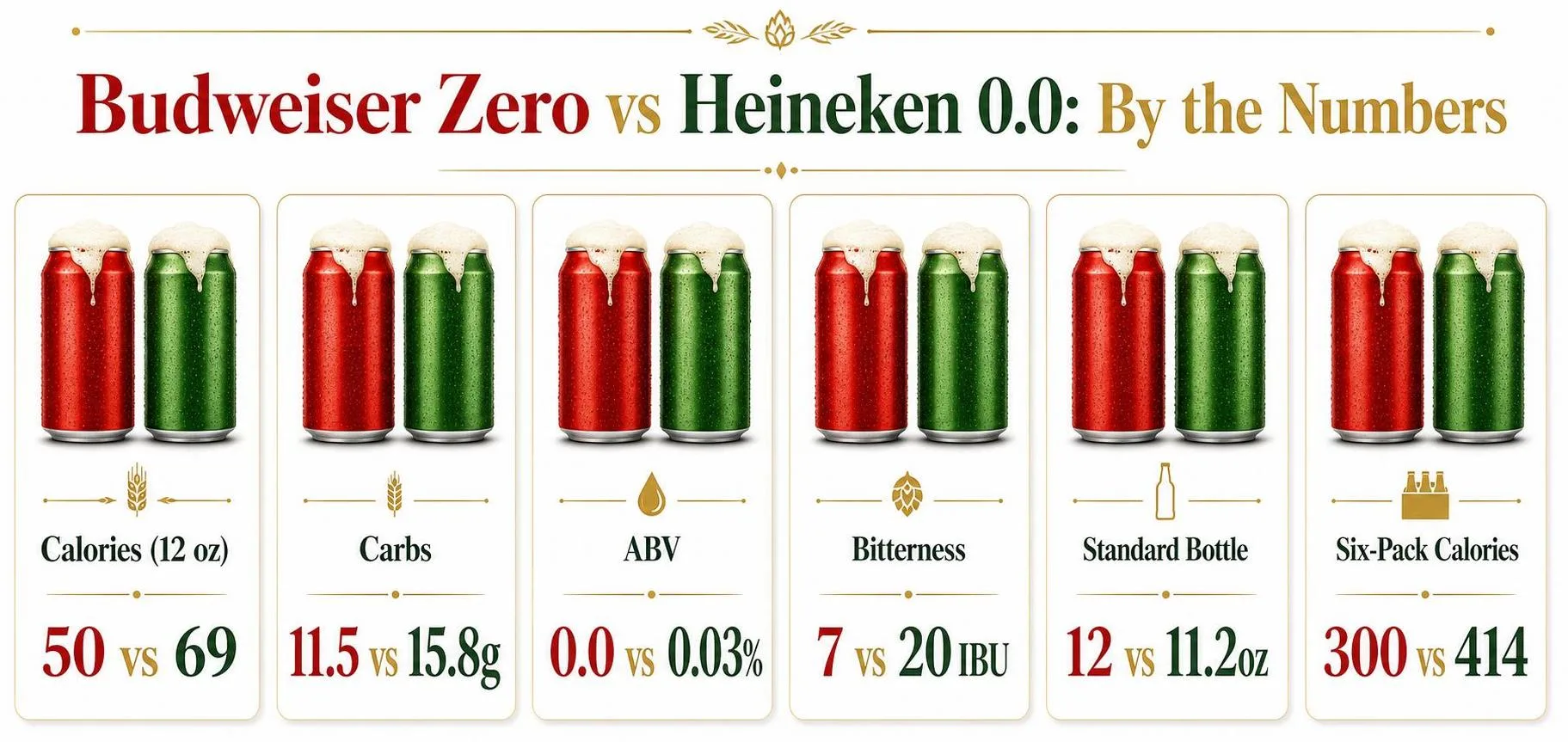 Budweiser Zero vs Heineken 0.0: By the Numbers — key facts at a glance